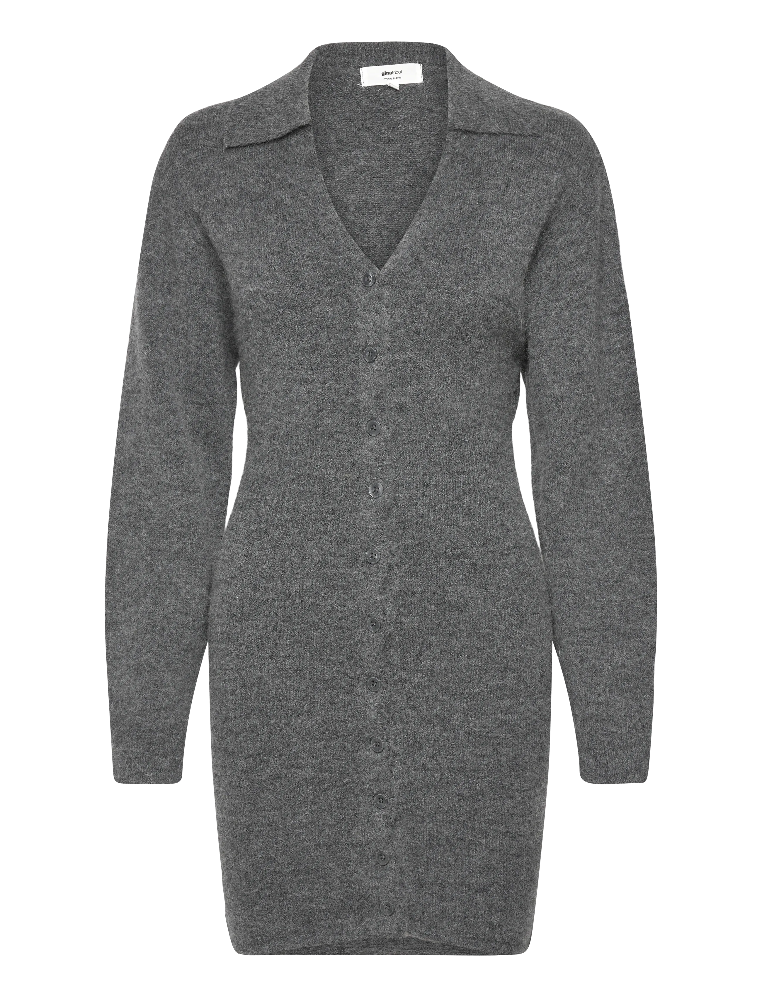 Gina Tricot Knitted Button Down Dress, S, Dresses, Grau - Frauen