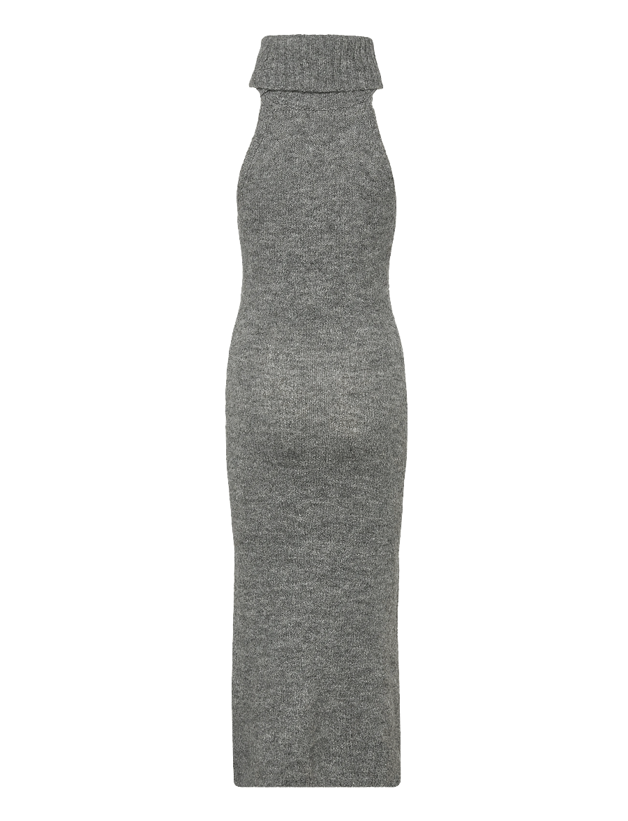 Gina Tricot - Sleeveless polo knitted dress - maxi kjoler - mid grey mel (8022) - 1
