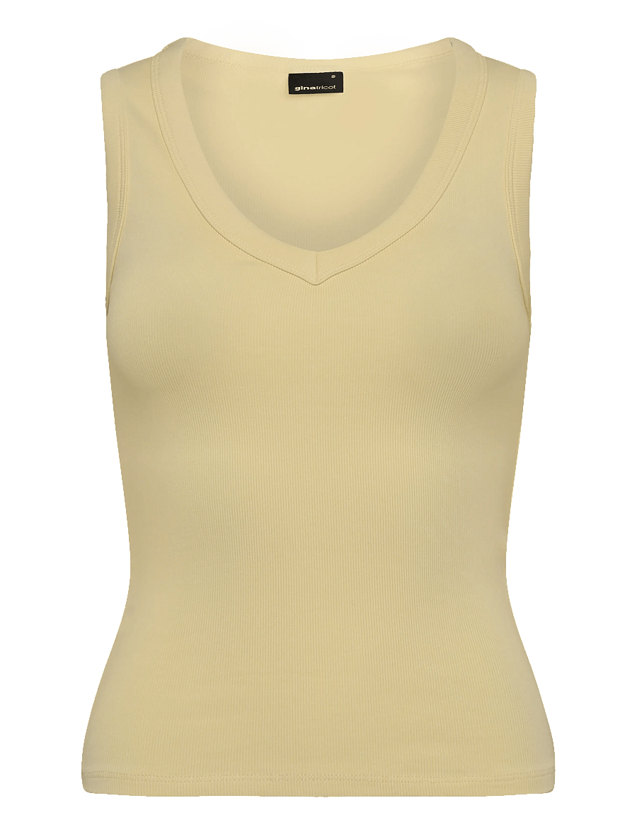 Gina Tricot - Tight v-neck rib tank - varrukateta topid - anise flower (2205) - 1
