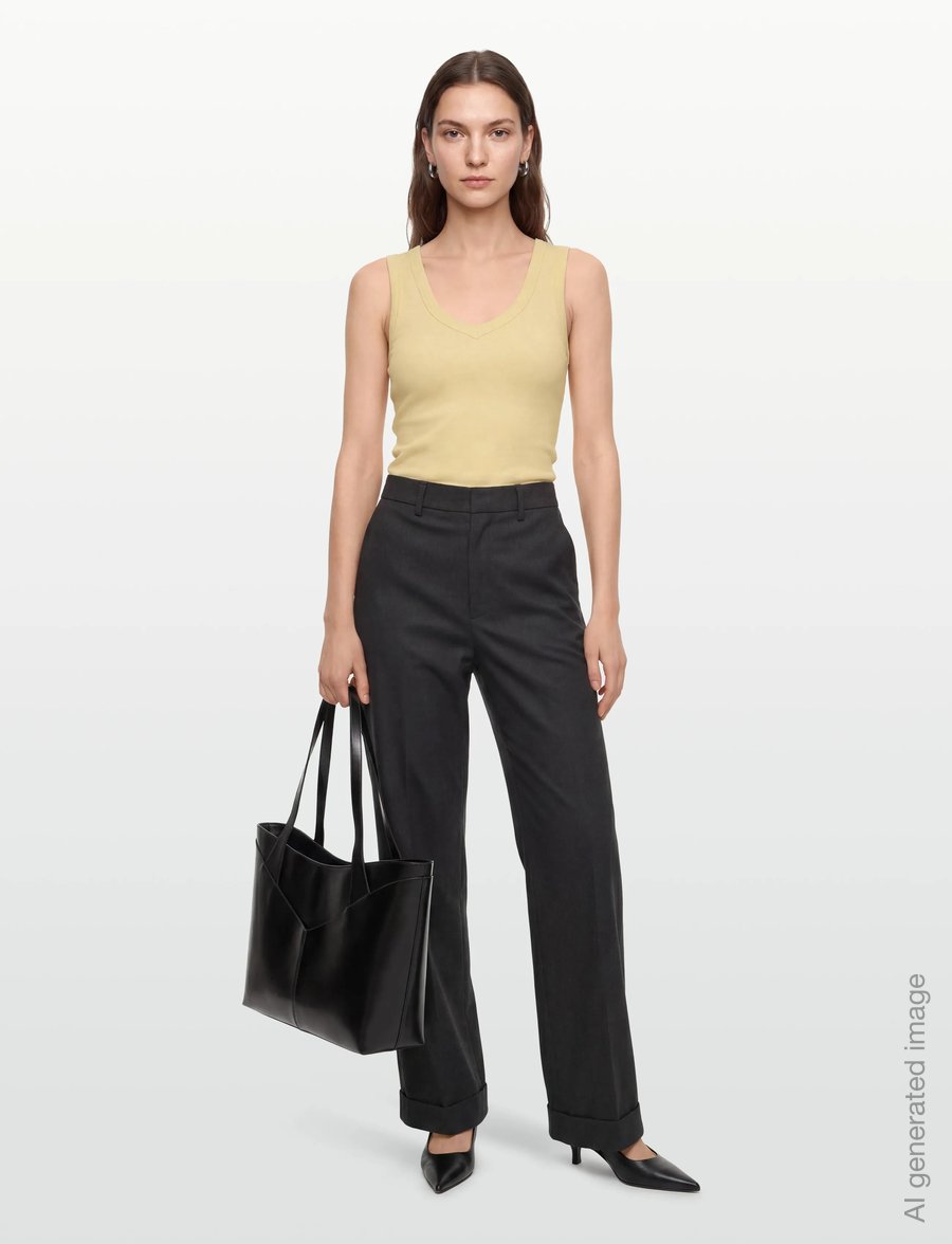 Gina Tricot - Tight v-neck rib tank - varrukateta topid - anise flower (2205) - 0