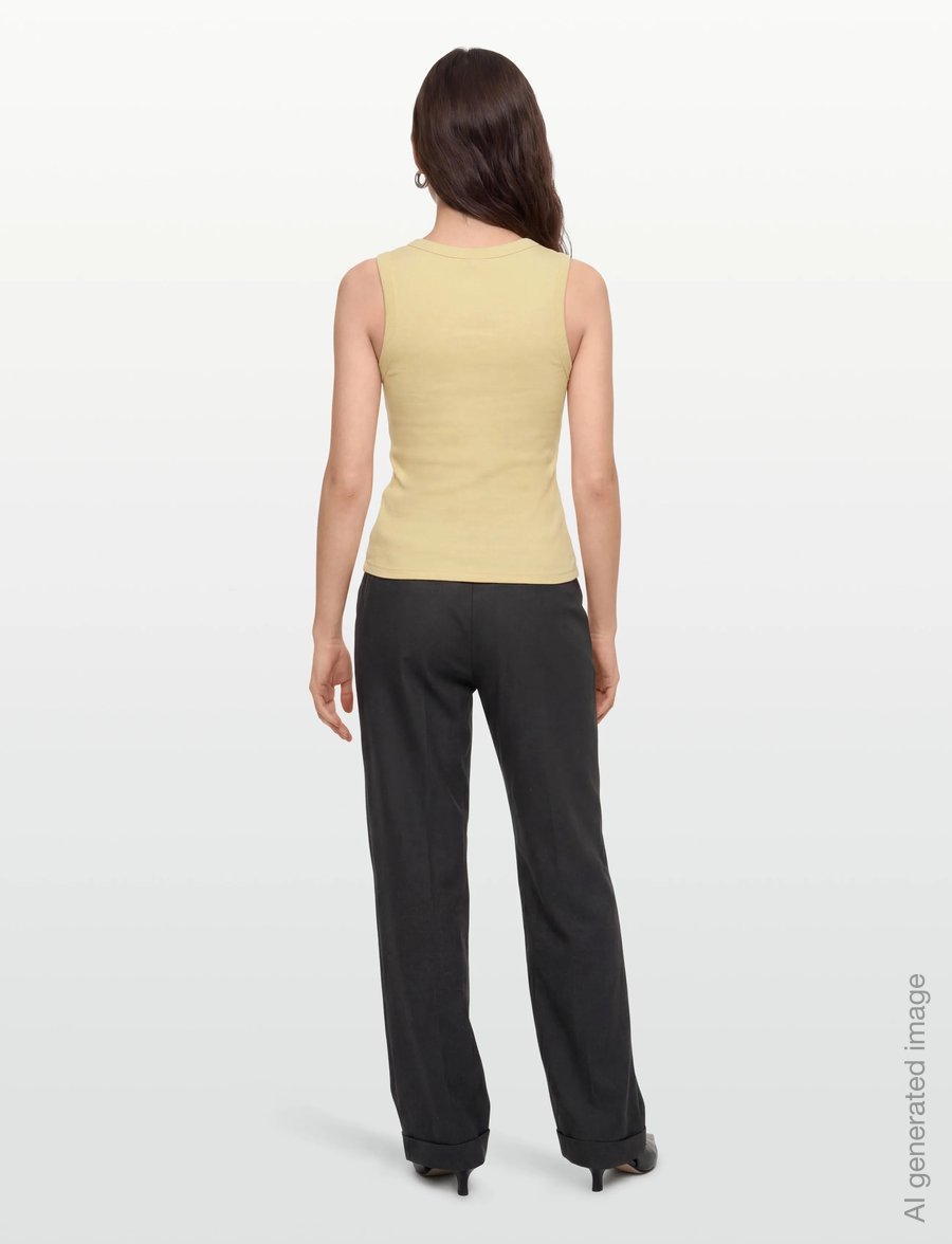 Gina Tricot - Tight v-neck rib tank - varrukateta topid - anise flower (2205) - 4