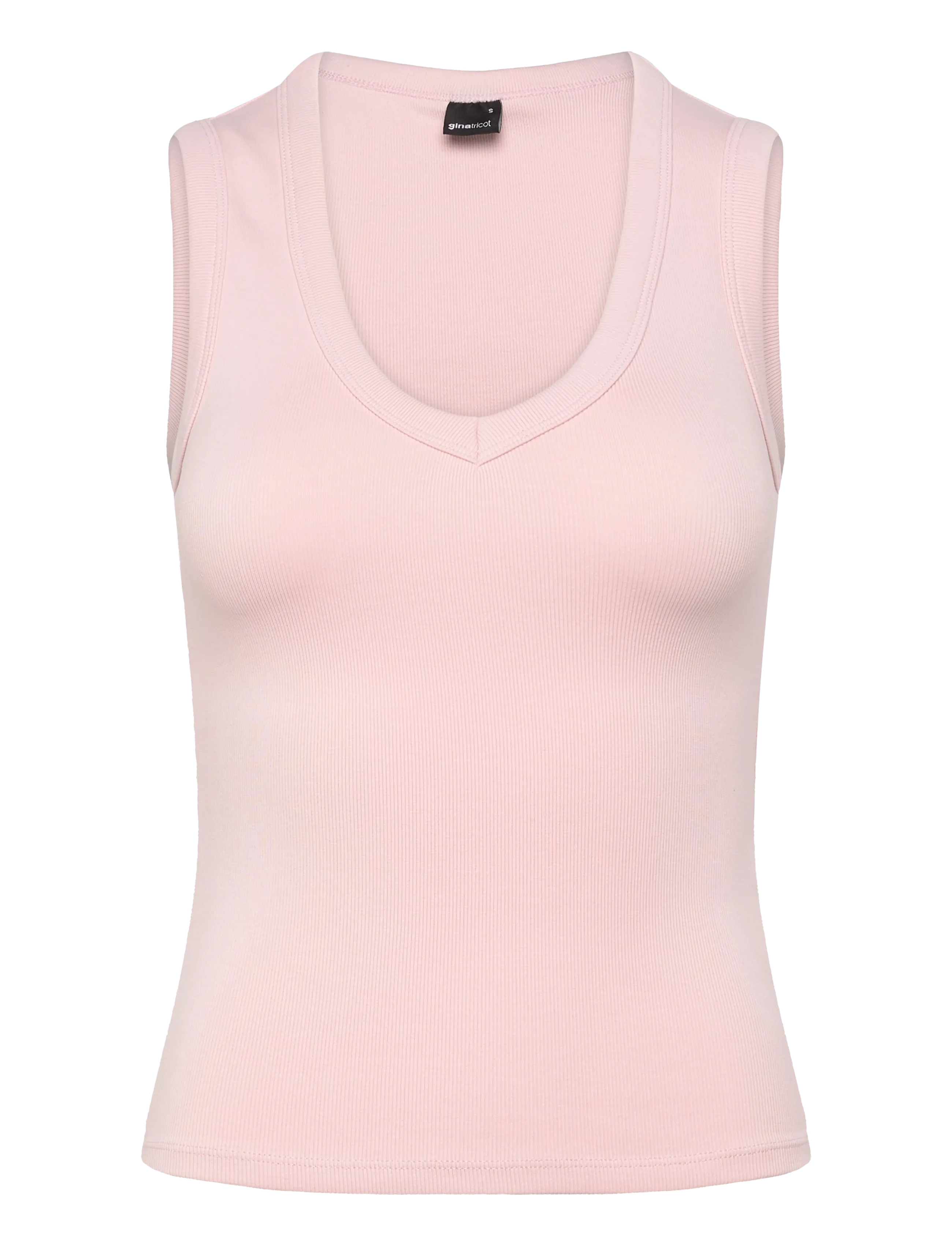 Gina Tricot Tight v-neck rib tank - Gina Tricot - BALLET SLIPPER (3119) / pink/rose