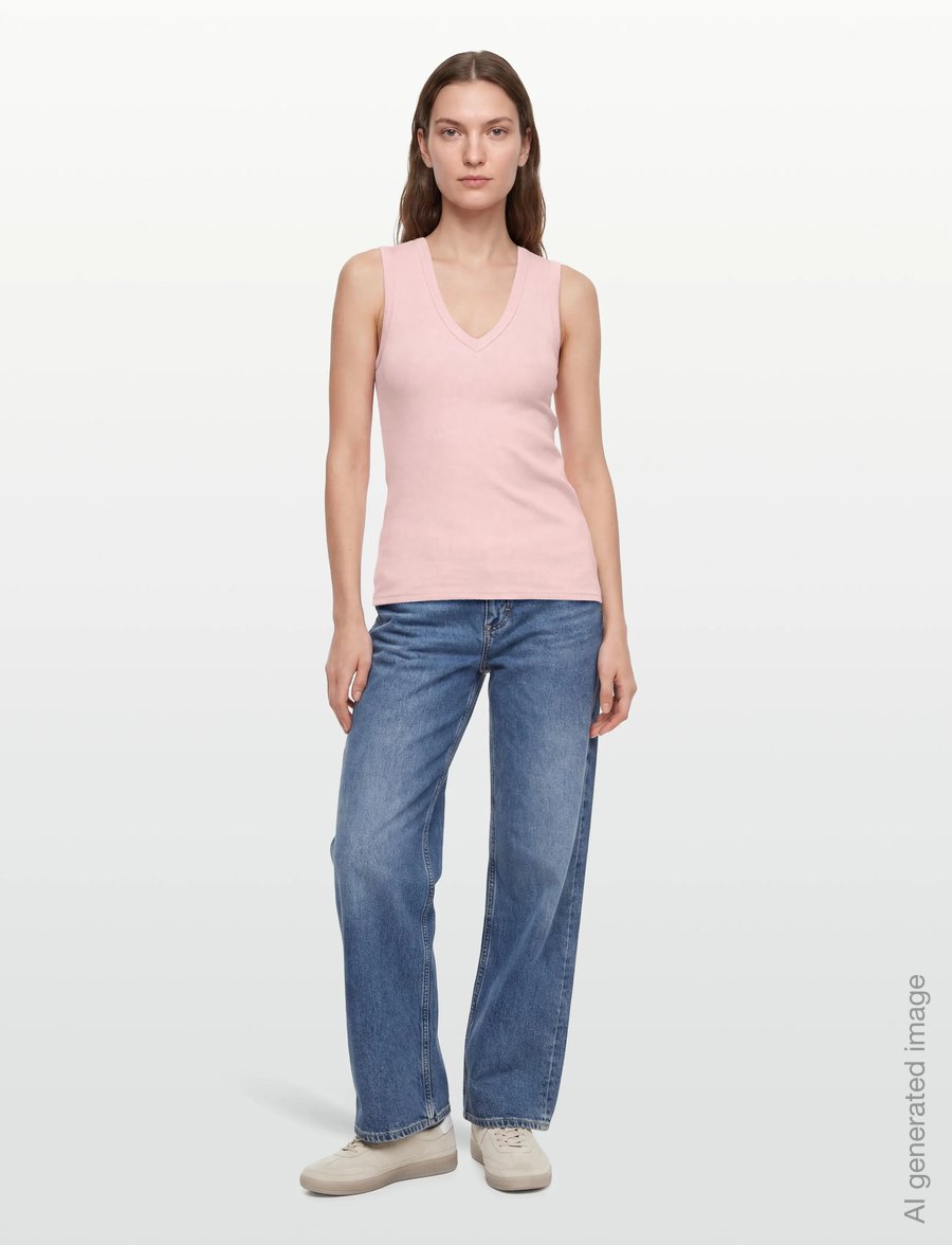 Gina Tricot - Tight v-neck rib tank - tanktops - ballet slipper (3119) - 0