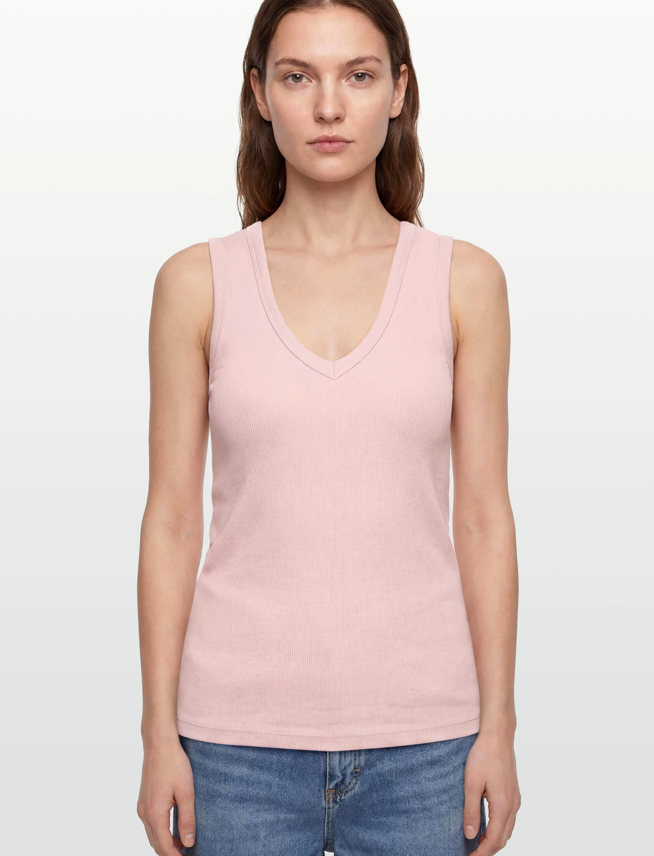 Gina Tricot - Tight v-neck rib tank - topid ja varrukateta alussärgid - ballet slipper (3119) - 3