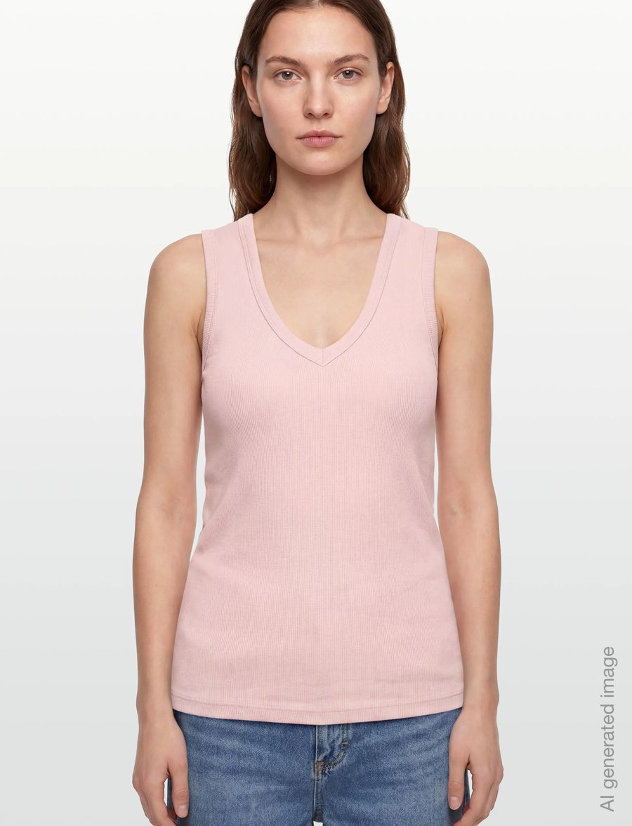 Gina Tricot - Tight v-neck rib tank - tanktops - ballet slipper (3119) - 3