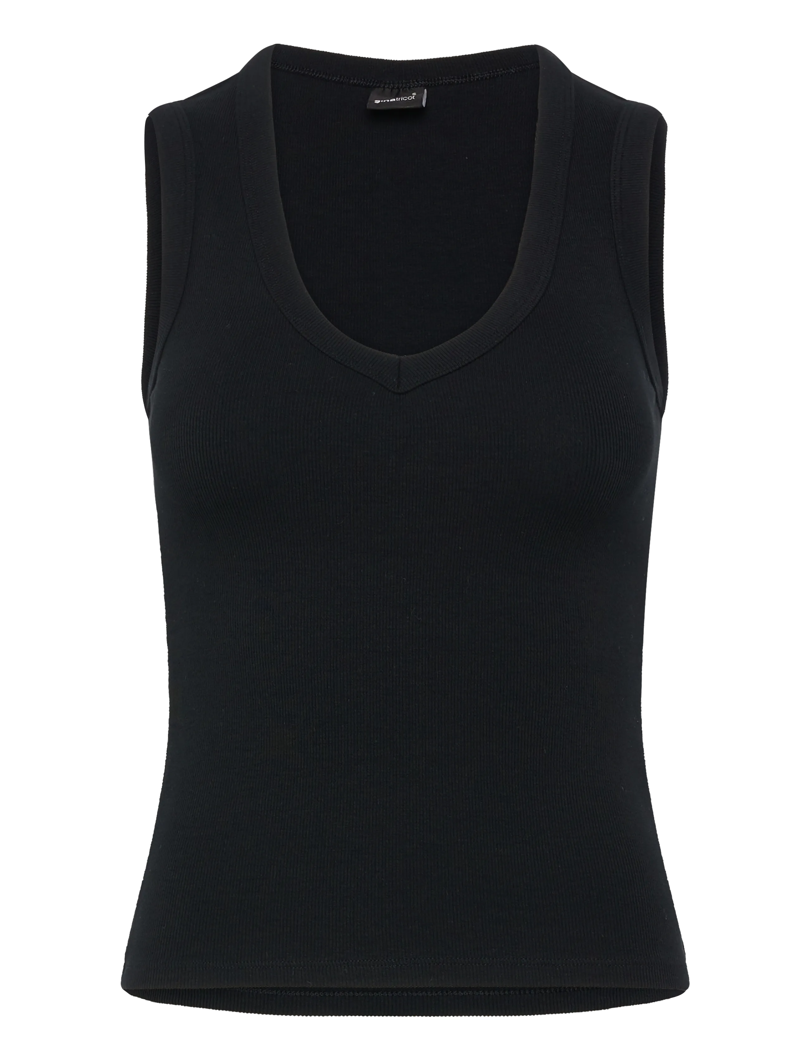 Gina Tricot Tight v-neck rib tank - Populärt just nu - BLACK (9000) / black