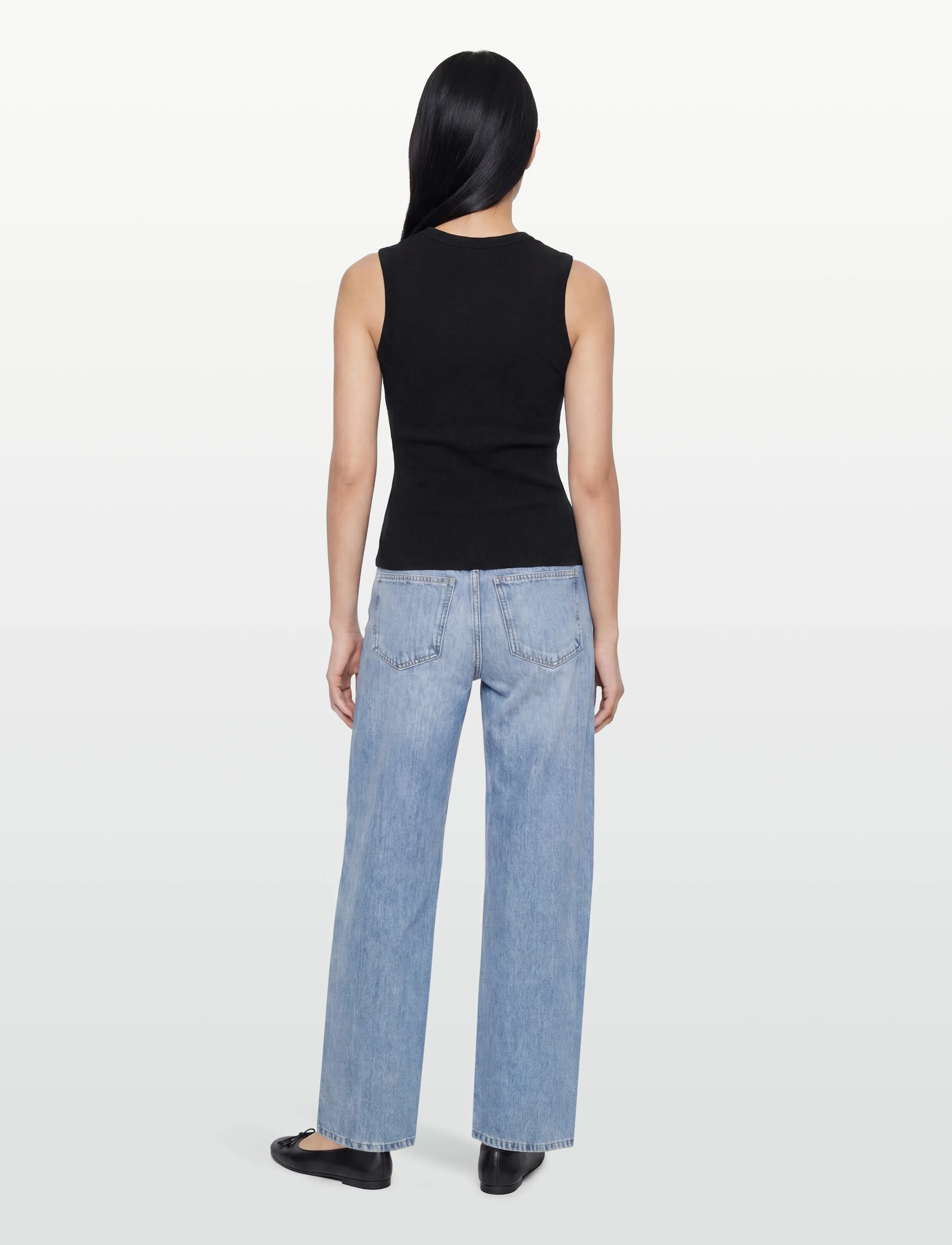 Gina Tricot - Tight v-neck rib tank - tanktops - black (9000) - 4