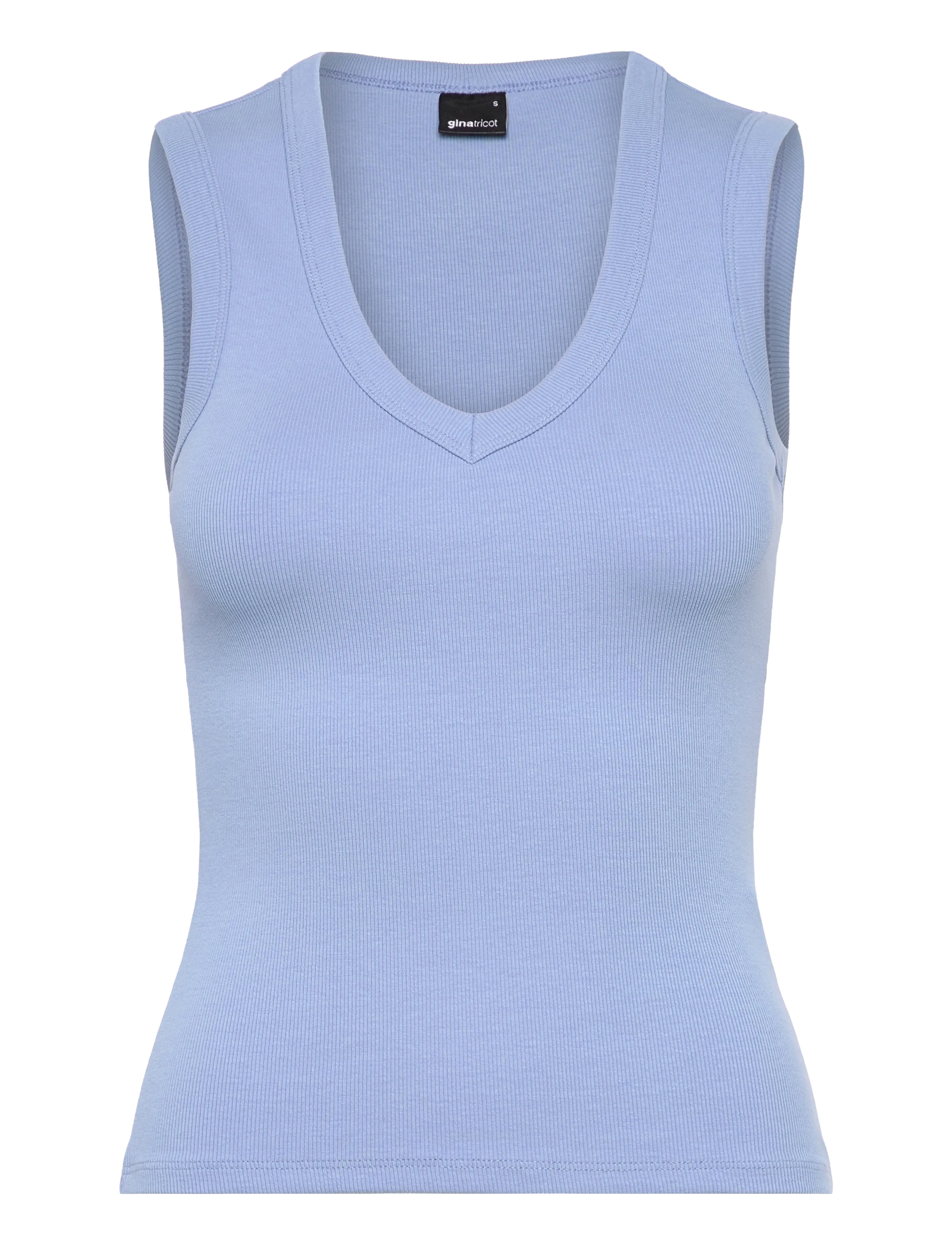 Gina Tricot Tight v-neck rib tank - T-shirts & Hauts - ENDLESS SKY / blue