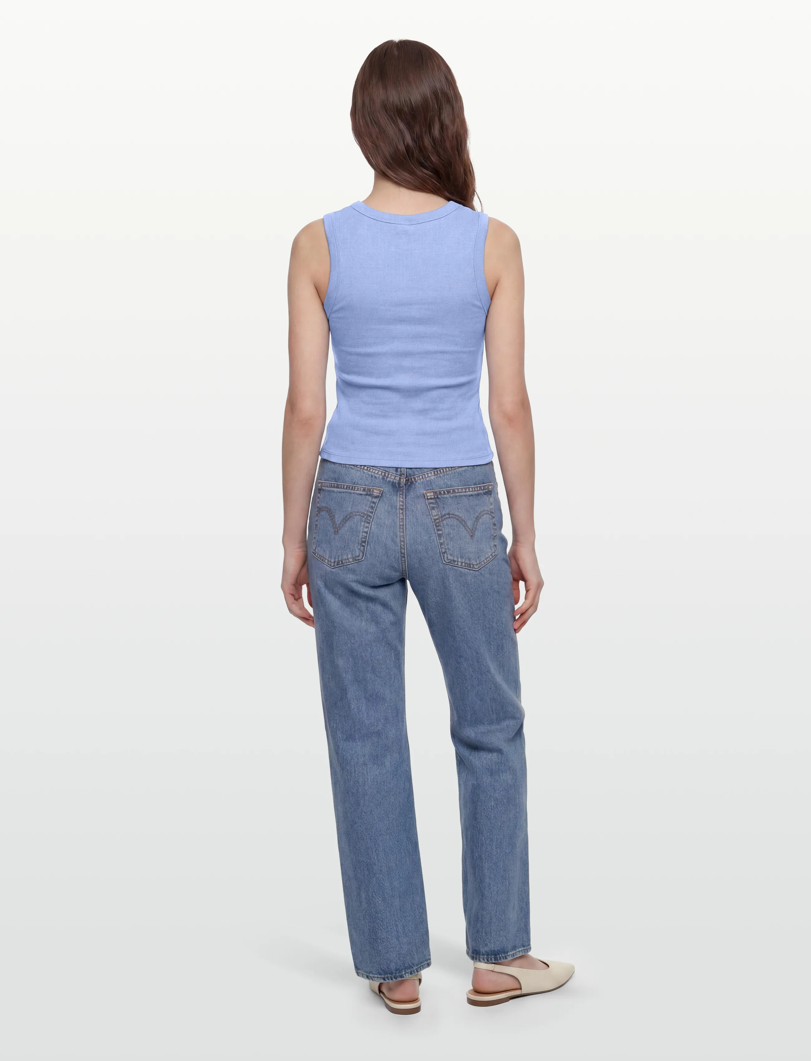 Gina Tricot - Tight v-neck rib tank - tanktops - endless sky - 4