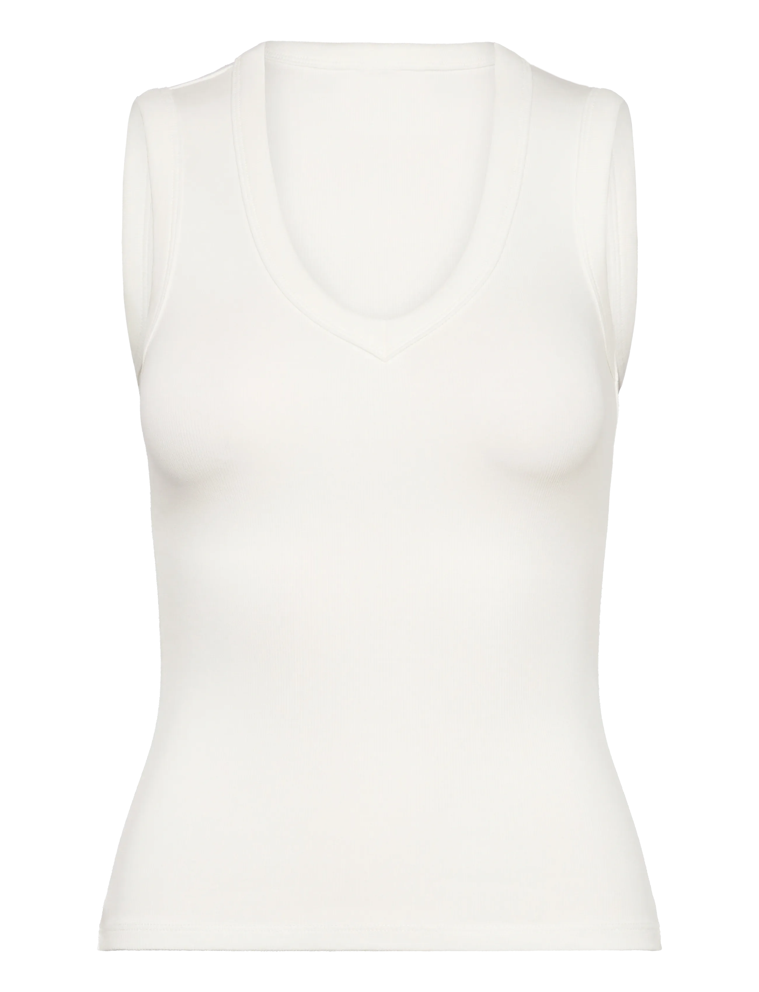 Gina Tricot Tight v-neck rib tank - Mode trends - OFFWHITE / cream