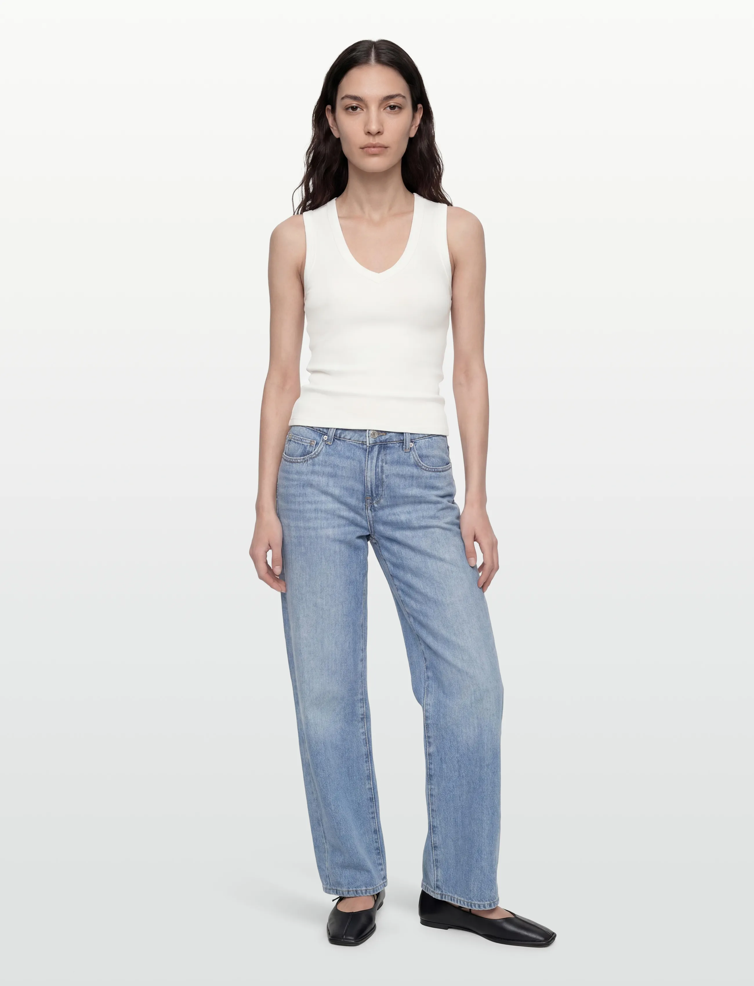 Gina Tricot - Tight v-neck rib tank - Ärmellose tops - offwhite - 0