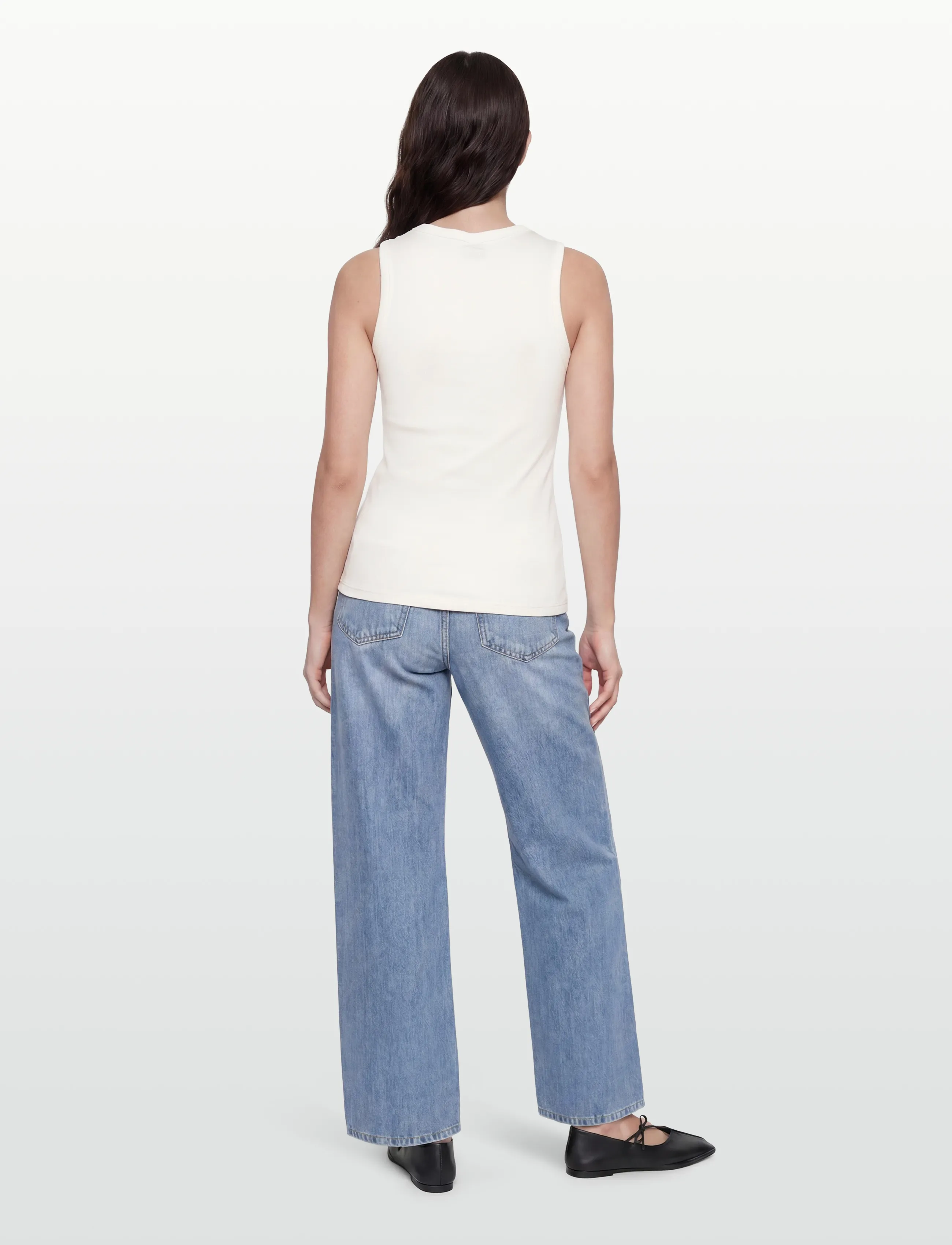 Gina Tricot - Tight v-neck rib tank - Ärmellose tops - offwhite - 4