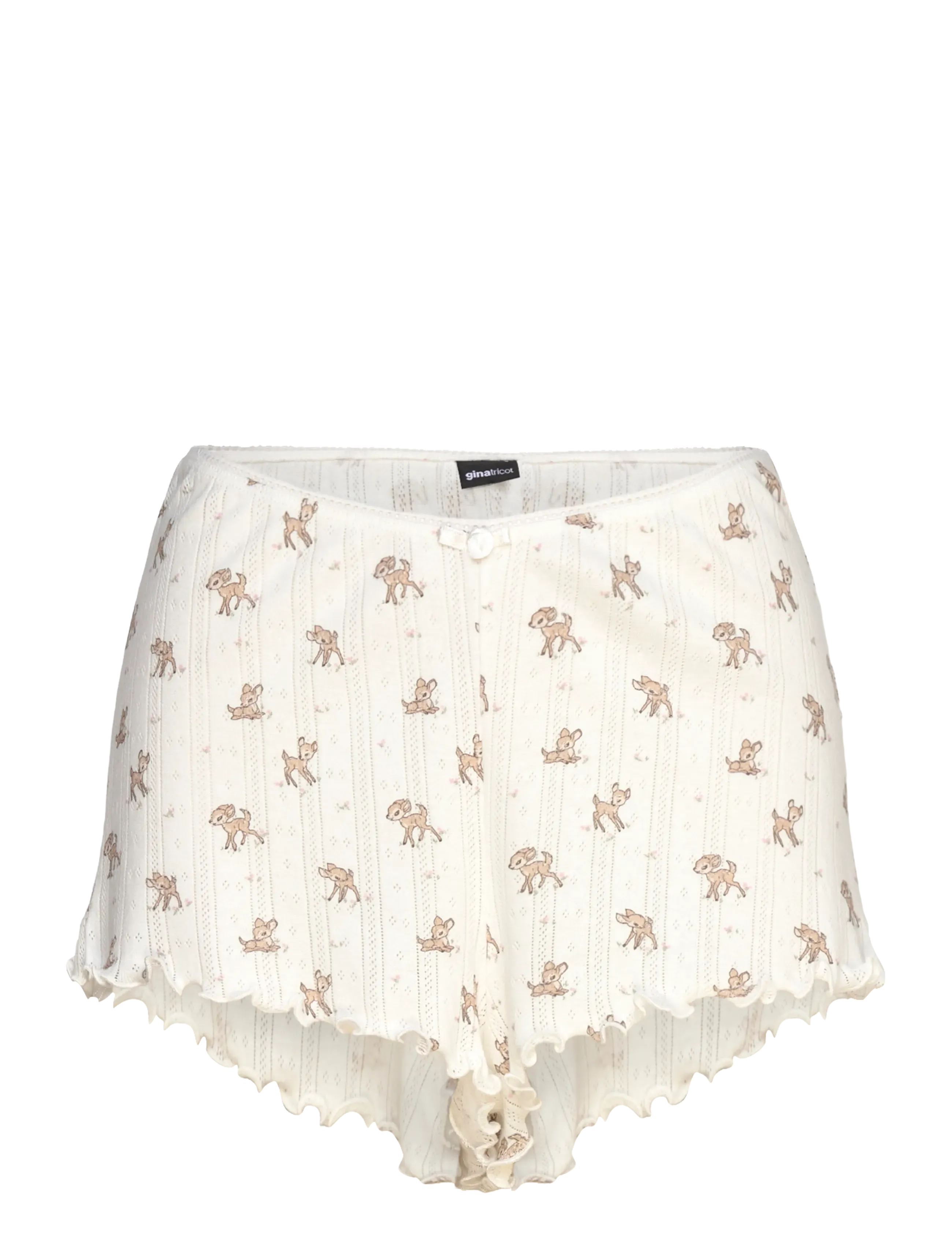 Gina Tricot Pointelle shorts - Hverdags stil - BEIGE AOP (7016) / white
