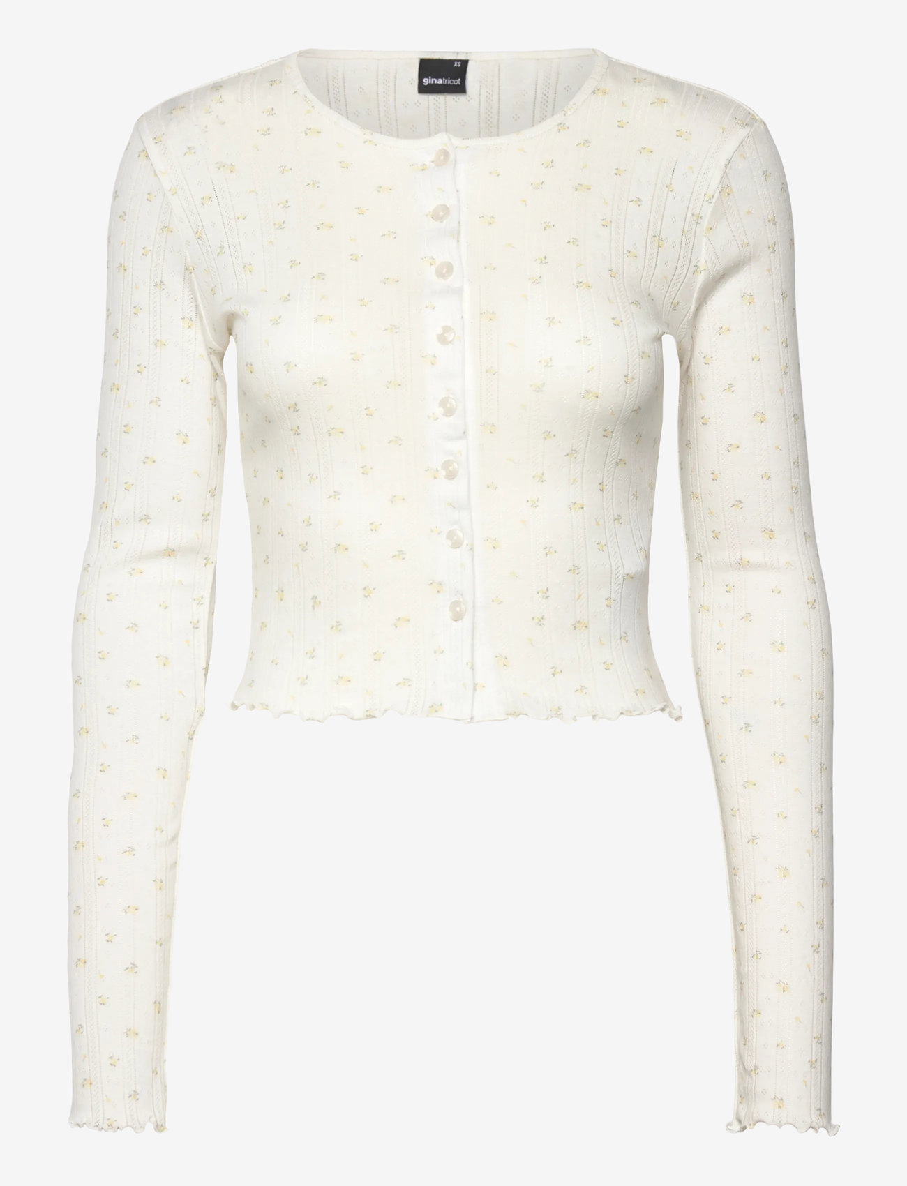 Gina Tricot - Pointelle cardigan - oberteile - yellow flower (2201) - 0