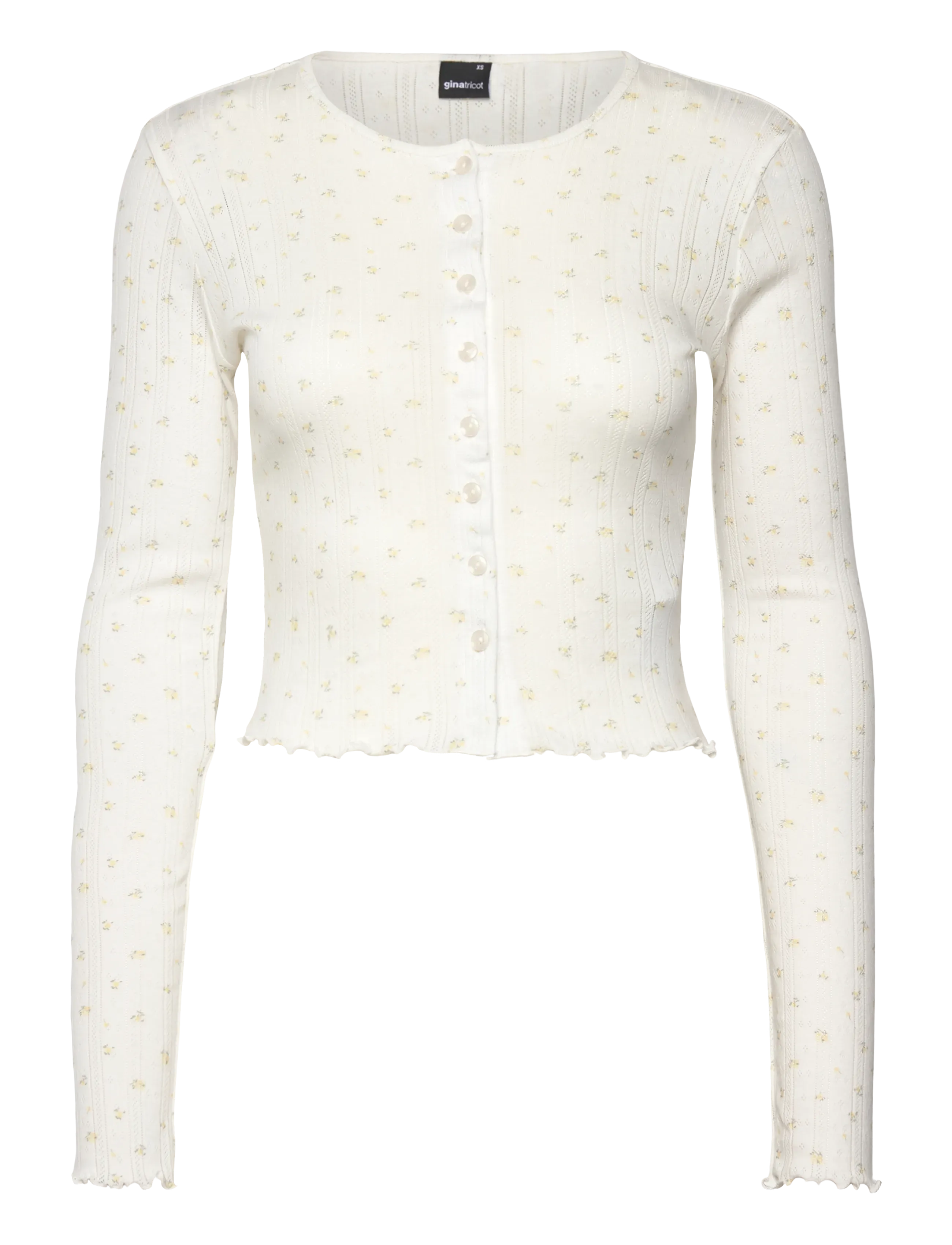 Gina Tricot Pointelle cardigan - Nattøj & Loungewear - YELLOW FLOWER (2201) / cream