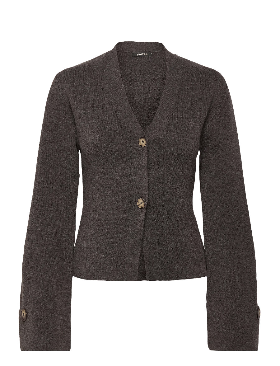 Gina Tricot - Knitted sculptured cardigan - strickjacken - brown melange (7924) - 0
