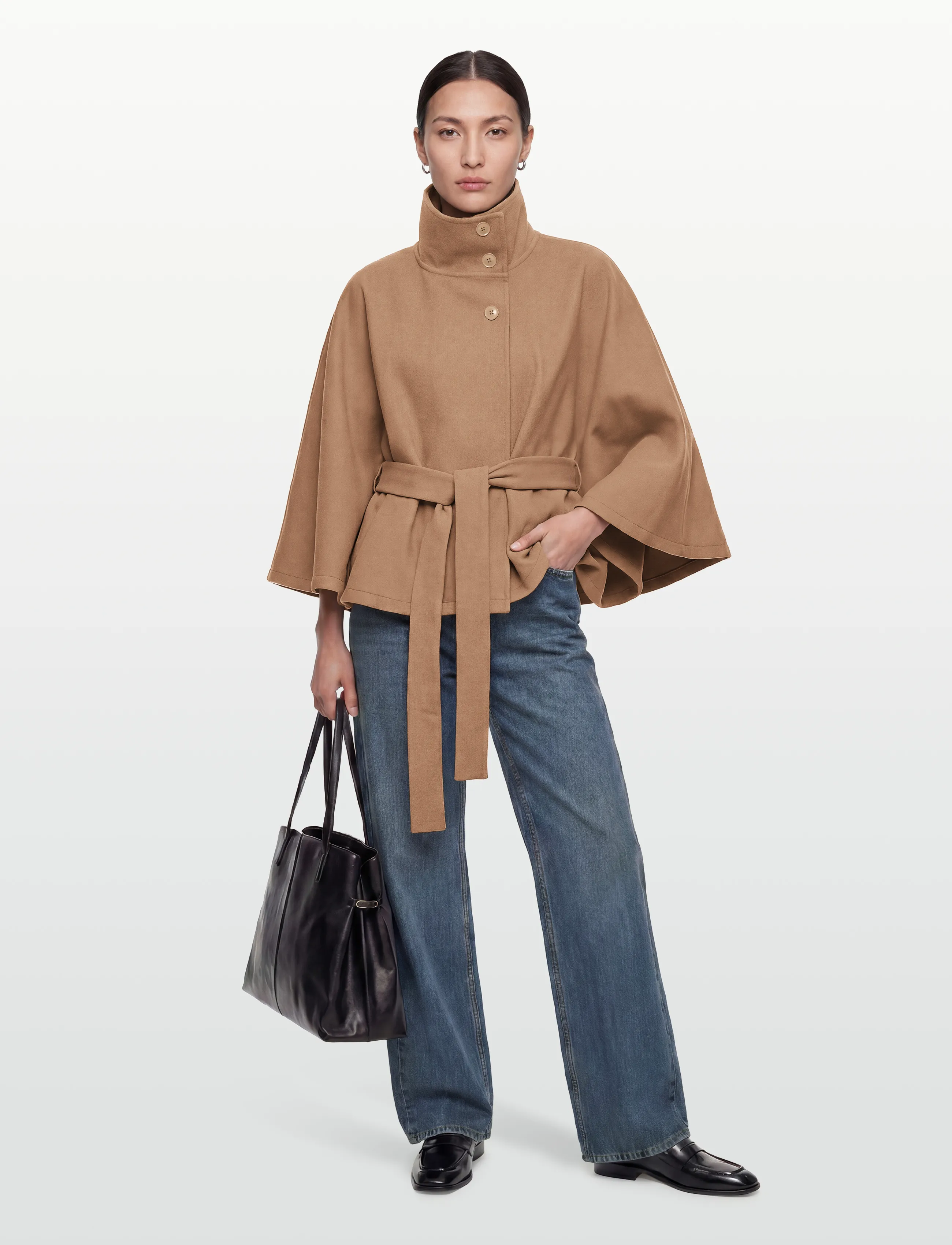Gina Tricot Belt cape jacket - Mantlid - CAMEL (7022) / beige