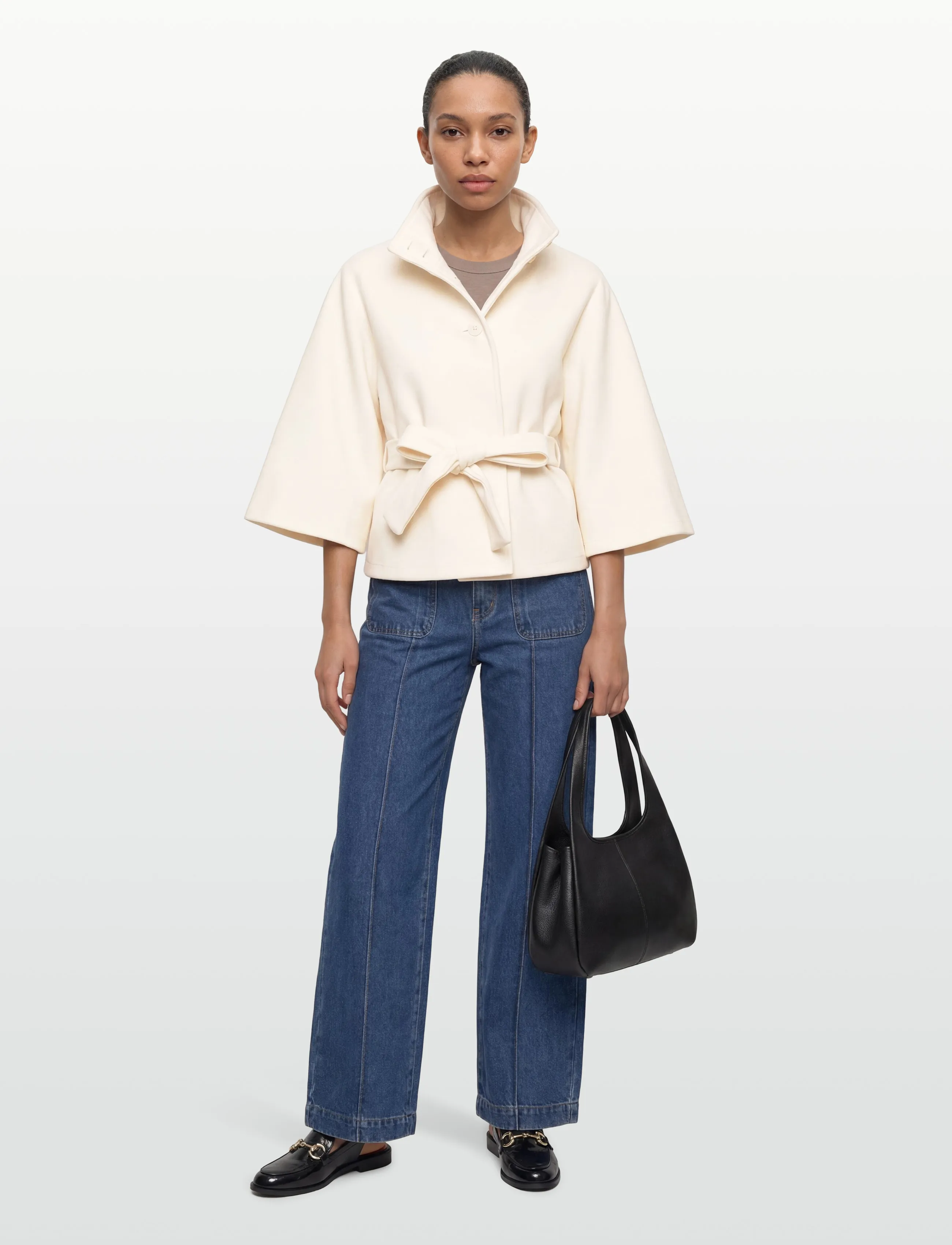 Gina Tricot Belt cape jacket - Clothing - ANTIQUE WHITE (1066) / cream