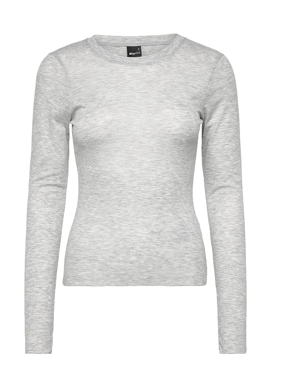 Gina Tricot - Sheer top - langärmlige tops - lt greymelange (8049) - 1