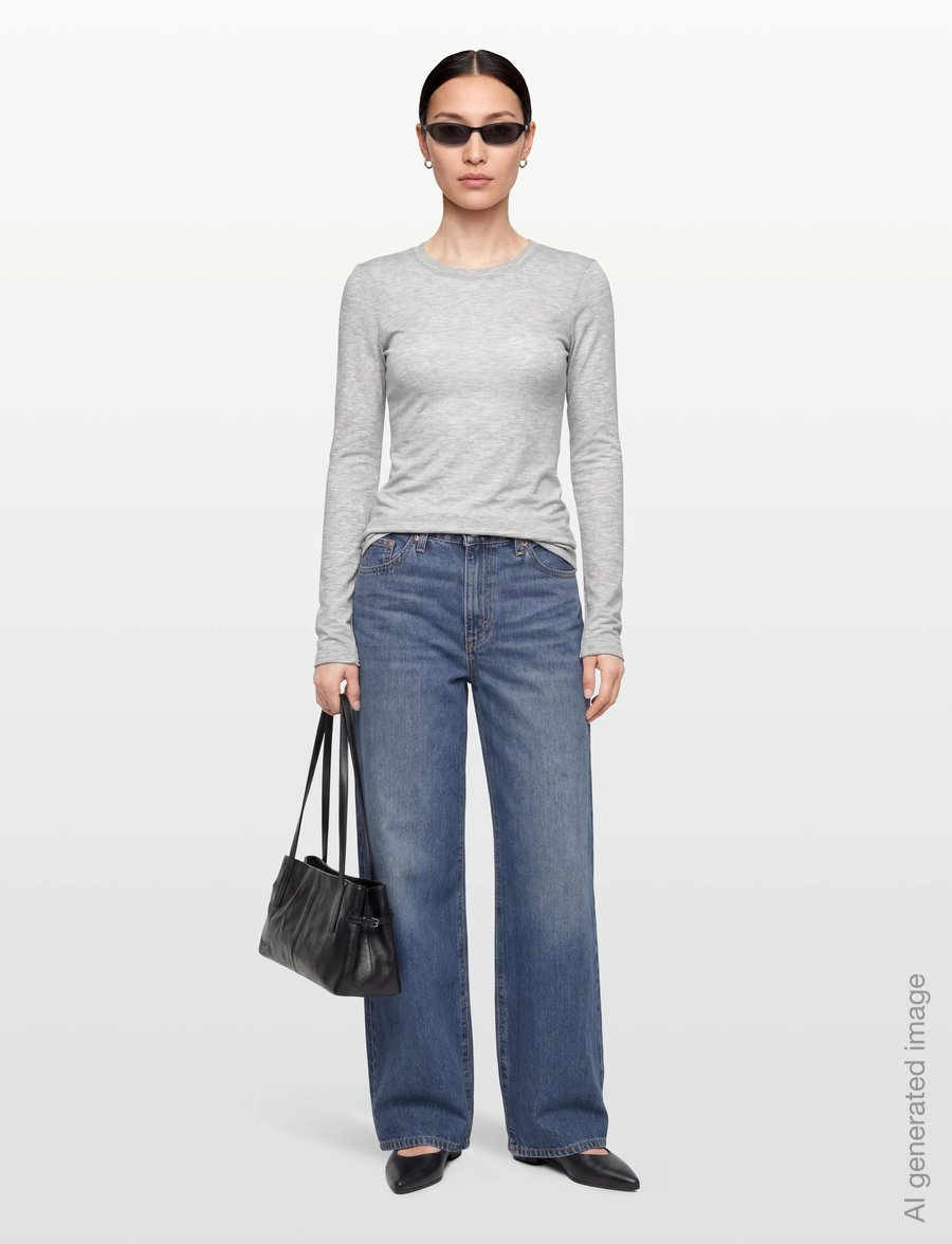 Gina Tricot - Sheer top - langärmlige tops - lt greymelange (8049) - 0