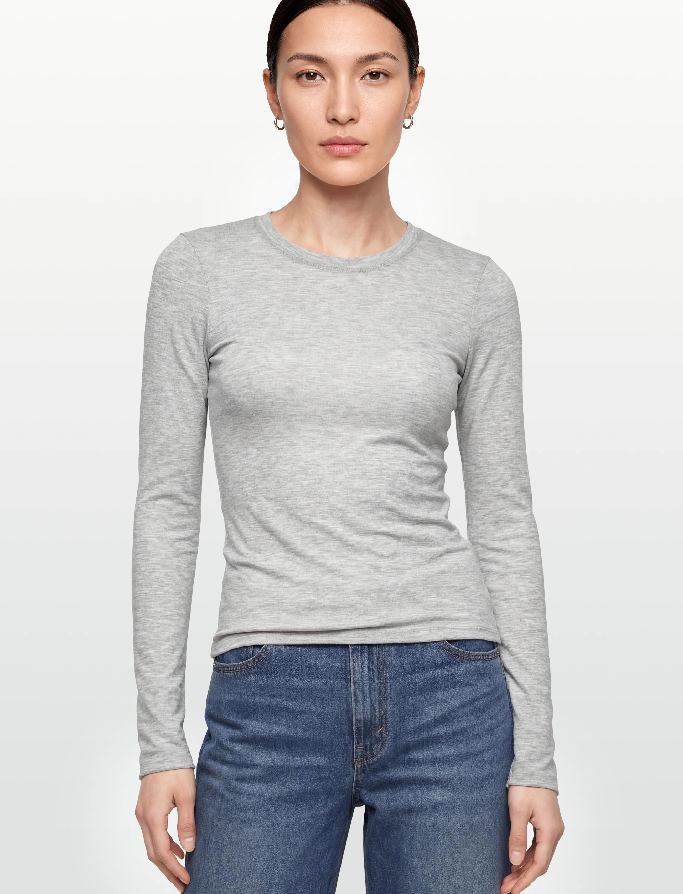 Gina Tricot - Sheer top - pikkade varrukatega alussärgid - lt greymelange (8049) - 3