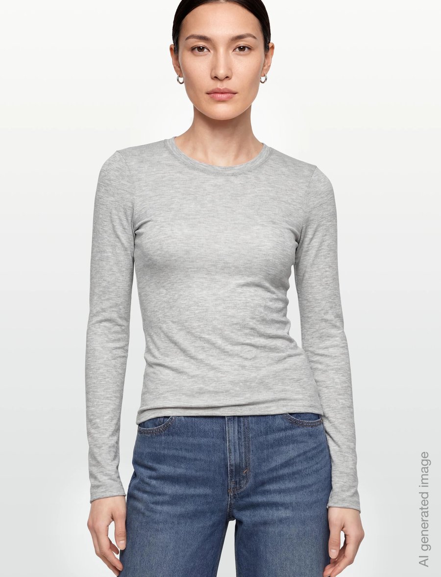 Gina Tricot - Sheer top - langärmlige tops - lt greymelange (8049) - 3