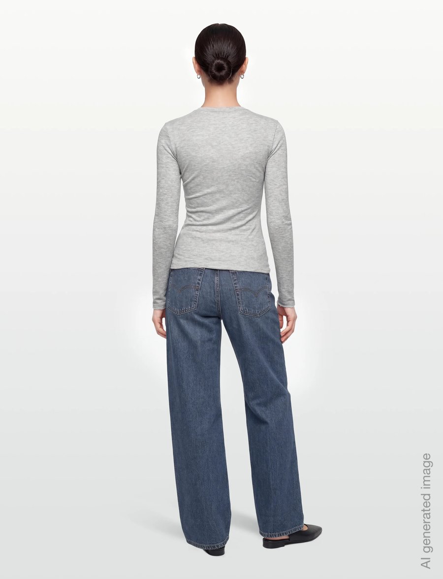 Gina Tricot - Sheer top - langärmlige tops - lt greymelange (8049) - 4