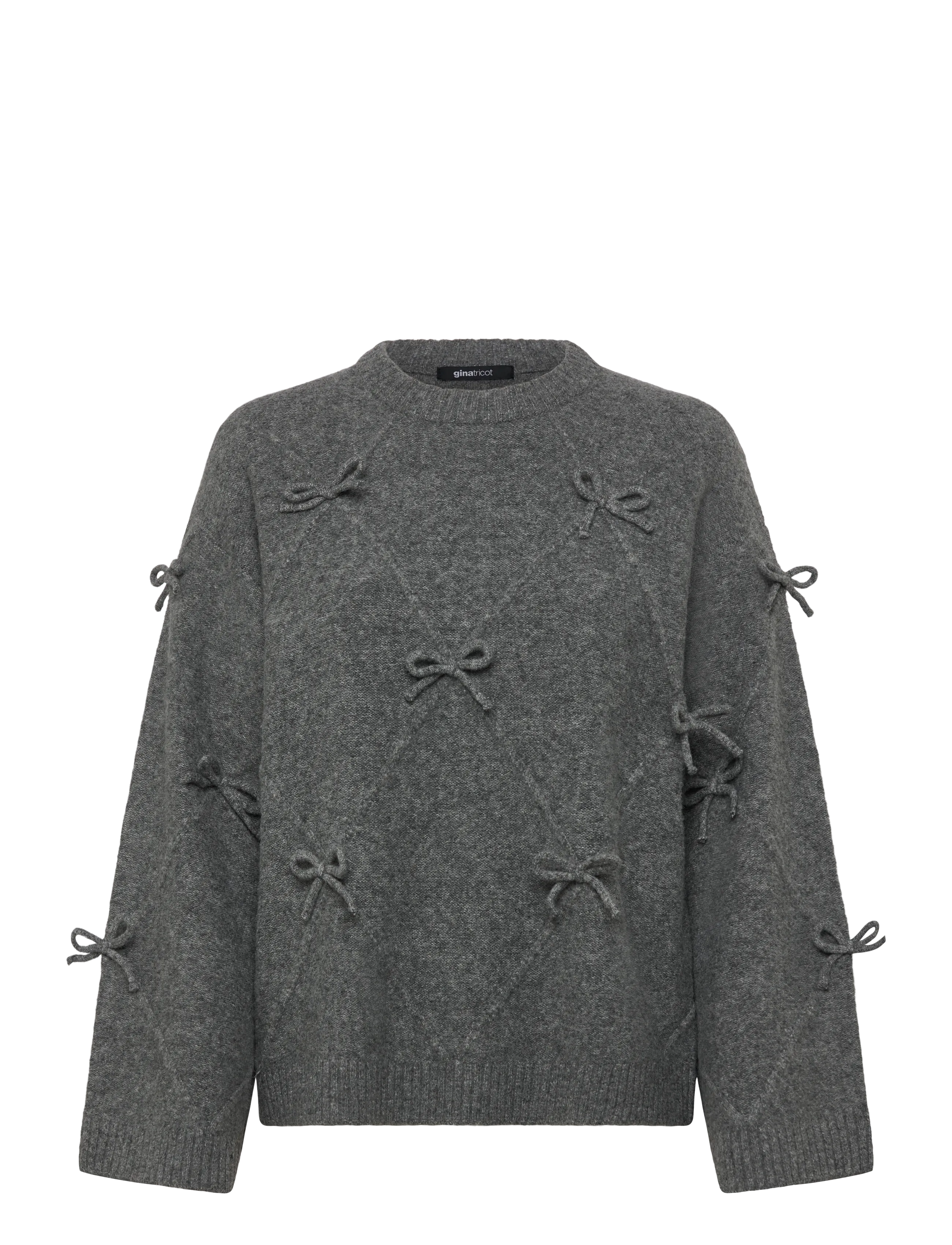 Gina Tricot Knitted bow sweater - Riided - GREY MELANGE (8181) / grey