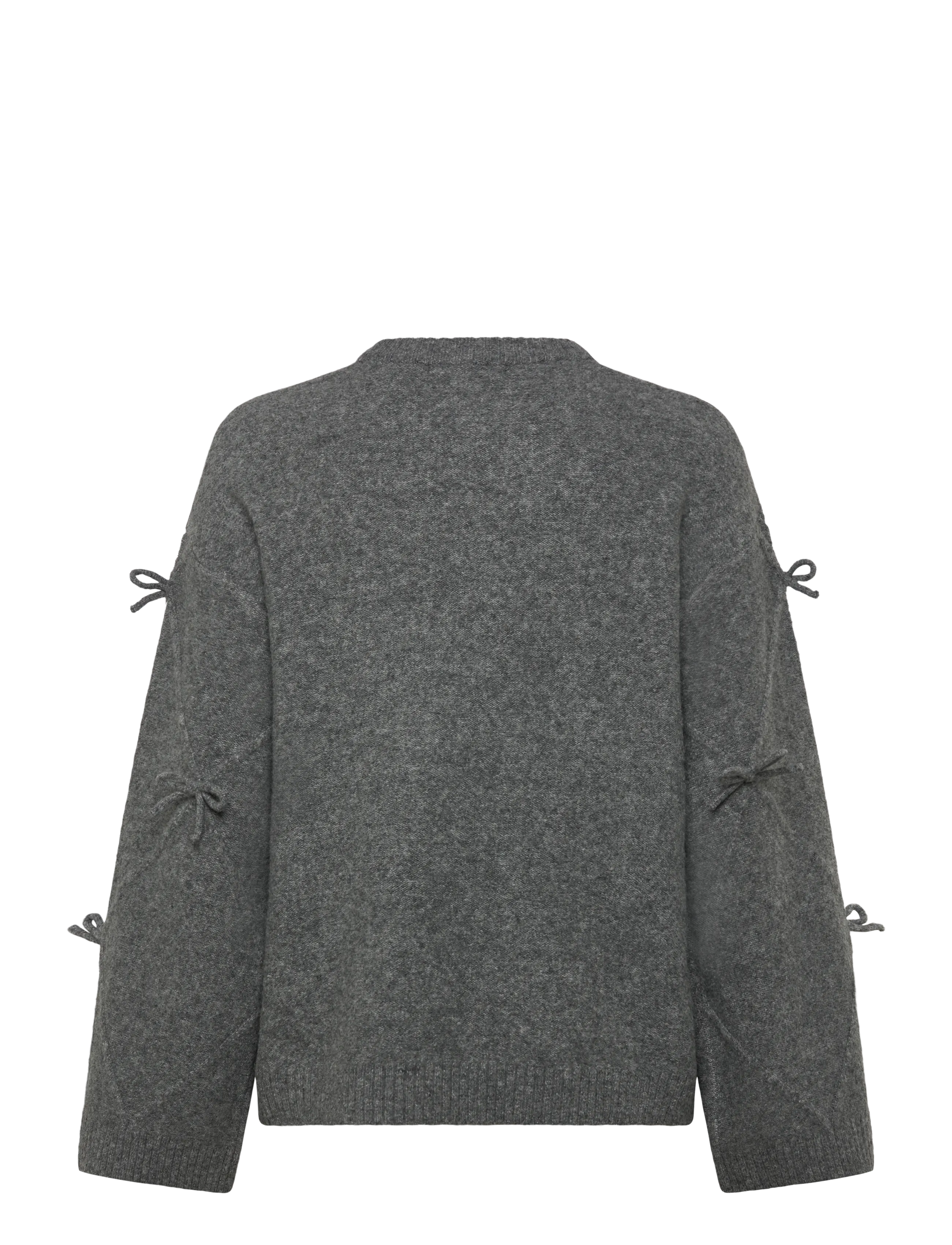 Gina Tricot - Knitted bow sweater - grey melange (8181) - 1
