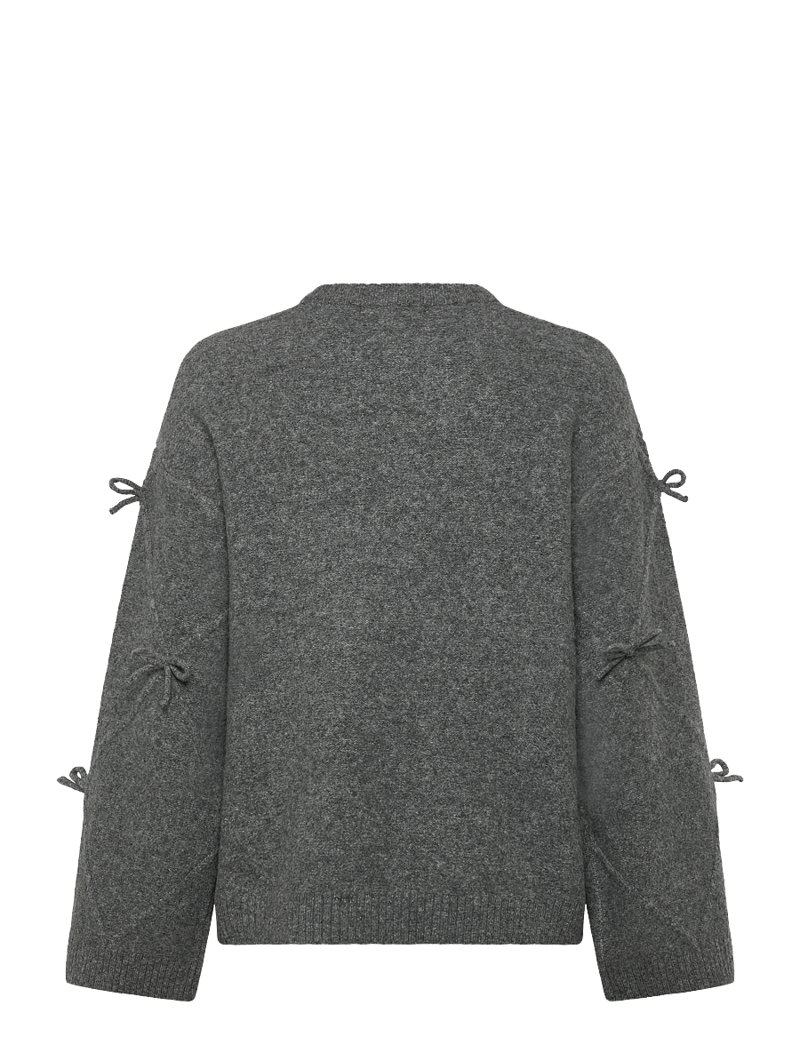 Gina Tricot - Knitted bow sweater - grey melange (8181) - 1