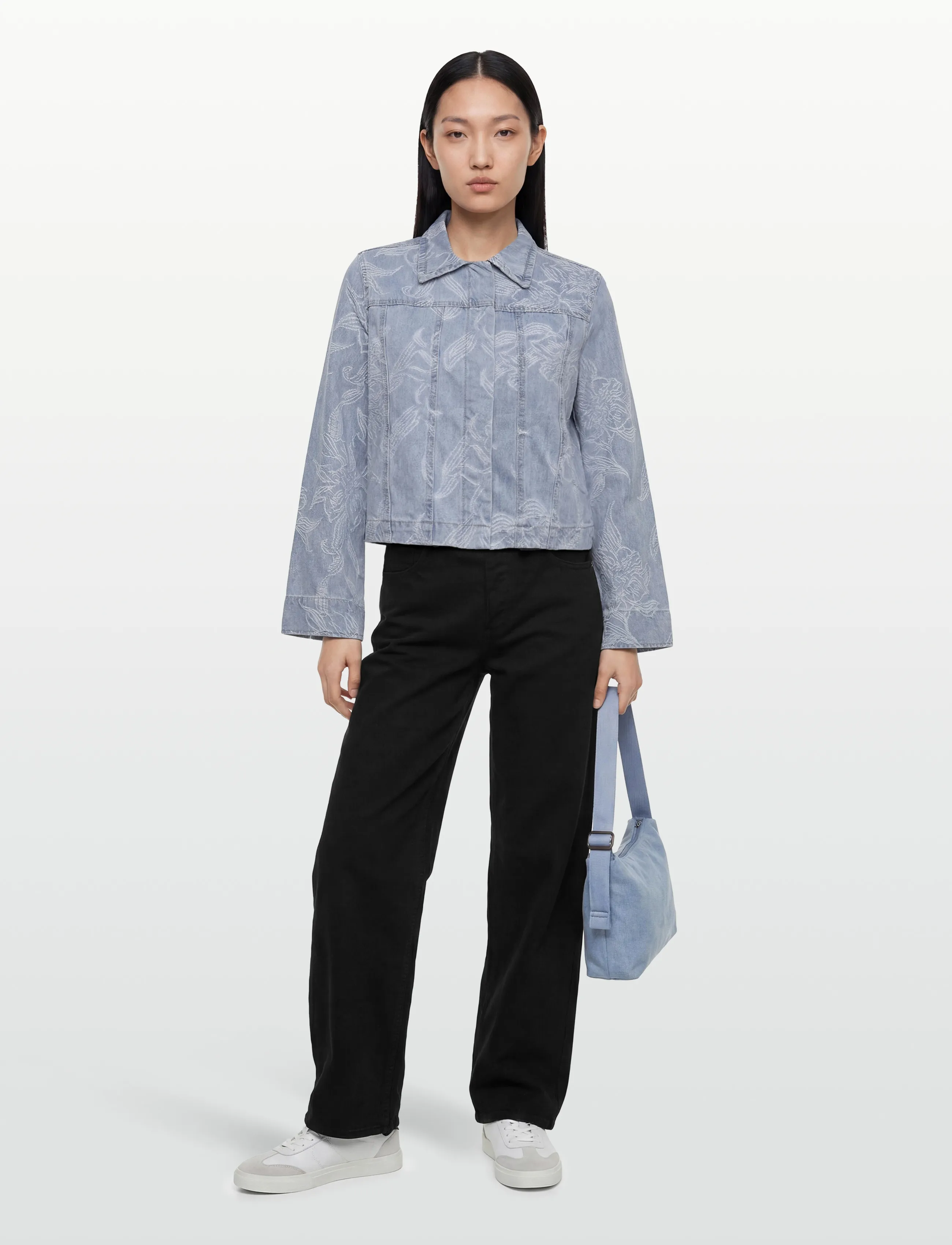 Gina Tricot Embroidery Denim Shirt, XL, Shirts, Blau - Frauen