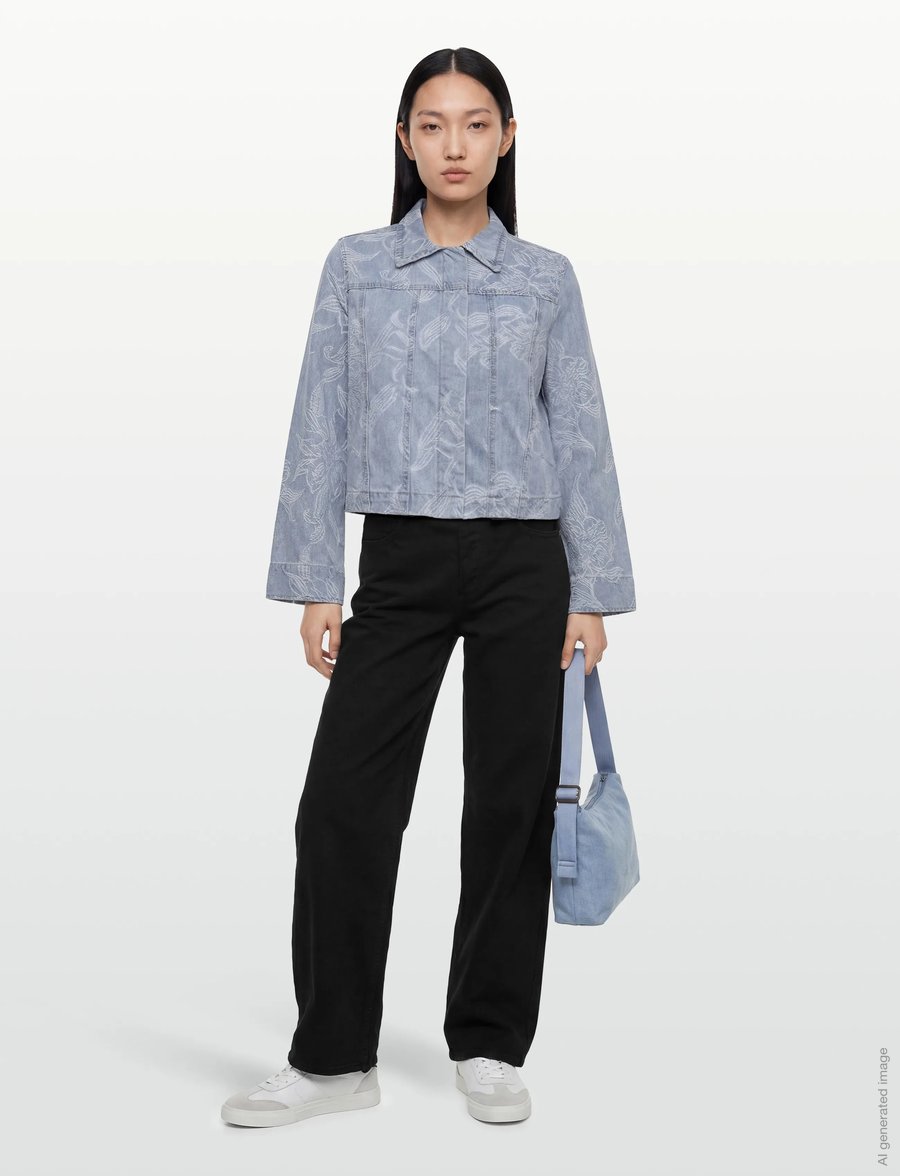 Gina Tricot - Embroidery denim shirt - denimskjorter - blue - 0