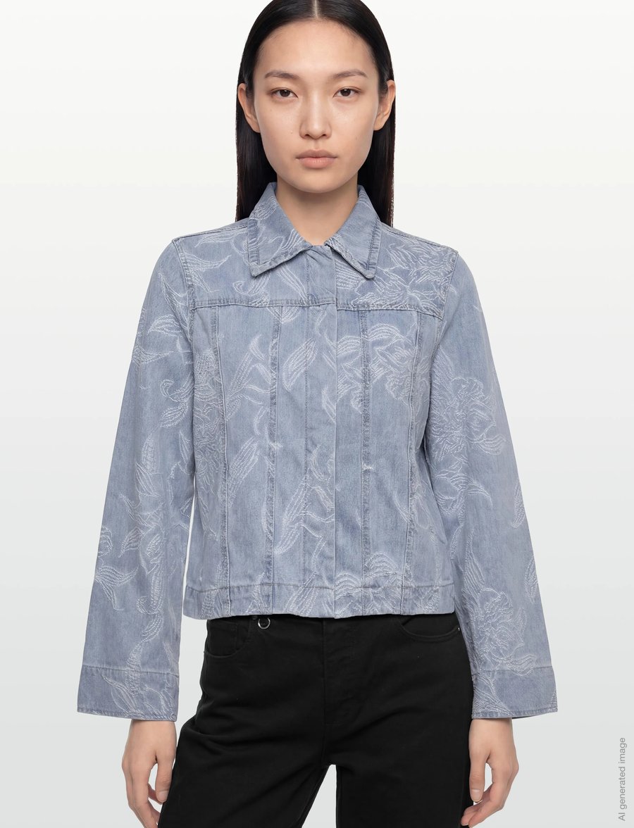 Gina Tricot - Embroidery denim shirt - denimskjorter - blue - 3