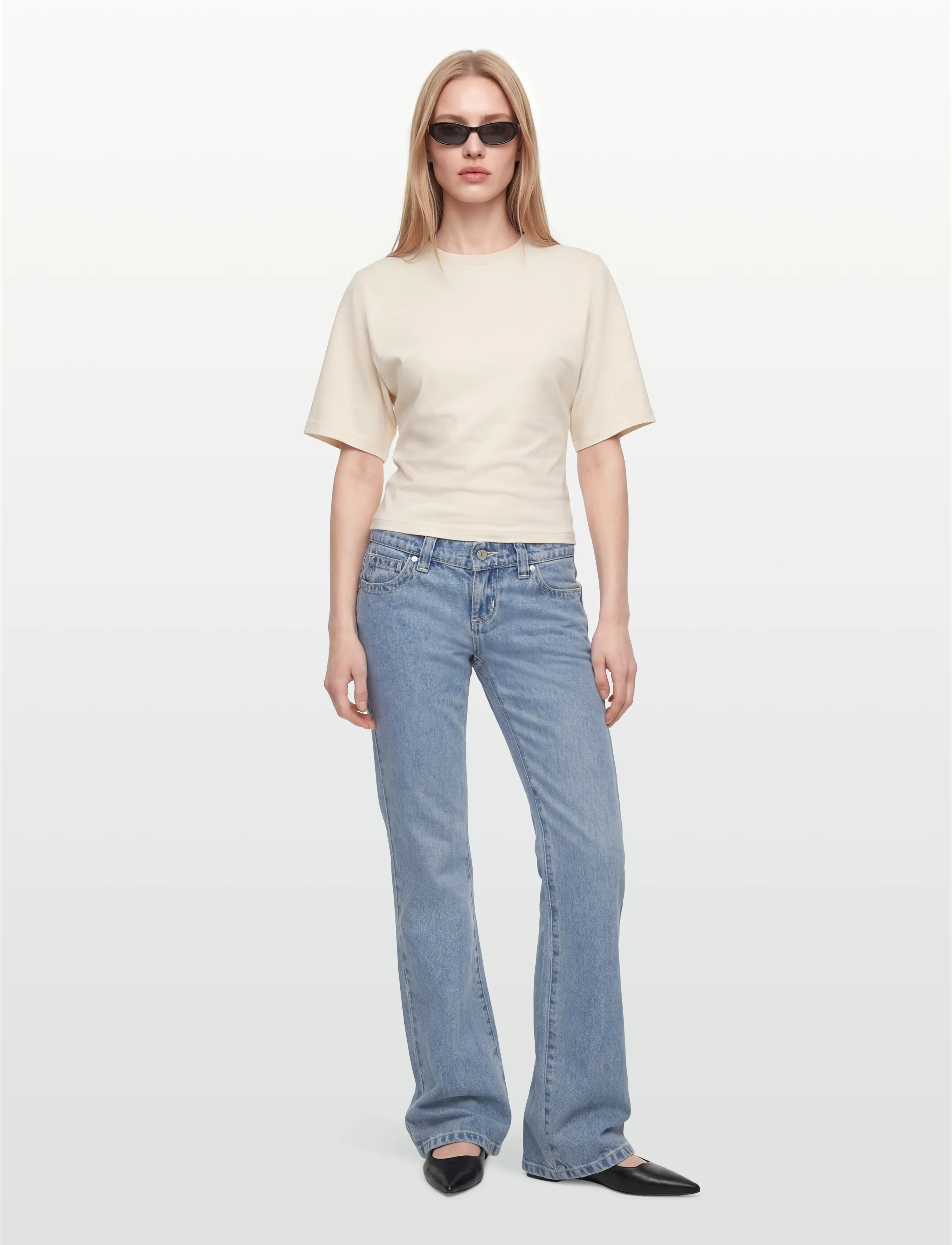 Gina Tricot Fitted Top, Kvinder, Tætsiddende Kortærmet Top, Cream, Str: XL