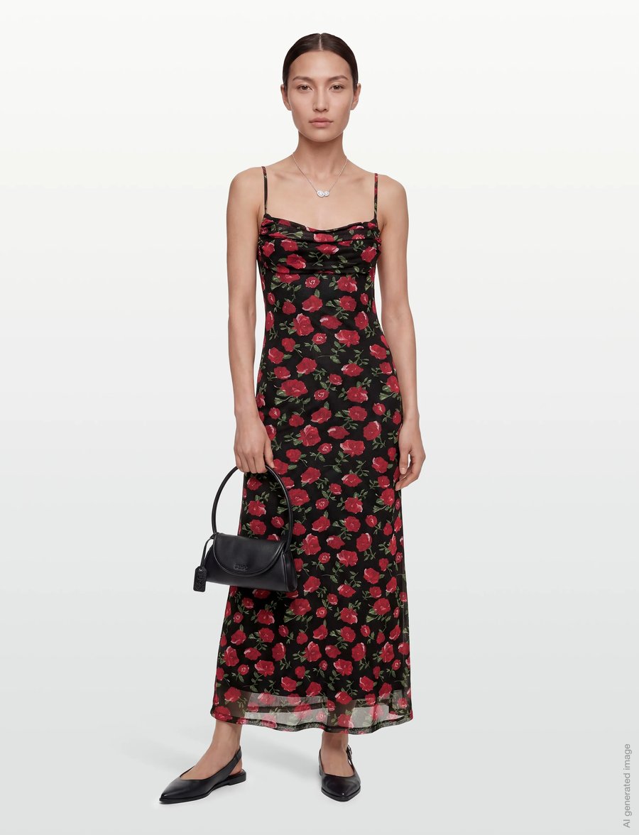 Gina Tricot - Mesh maxi dress - robes moulantes - rose/aop - 0