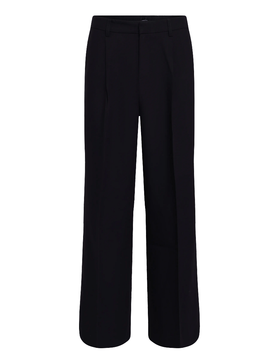 Gina Tricot - Wide pleated trousers - kostymbyxor - black (9000) - 0