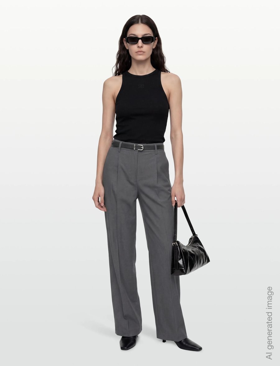 Gina Tricot - Wide pleated trousers - kostymbyxor - dark grey (9018) - 0