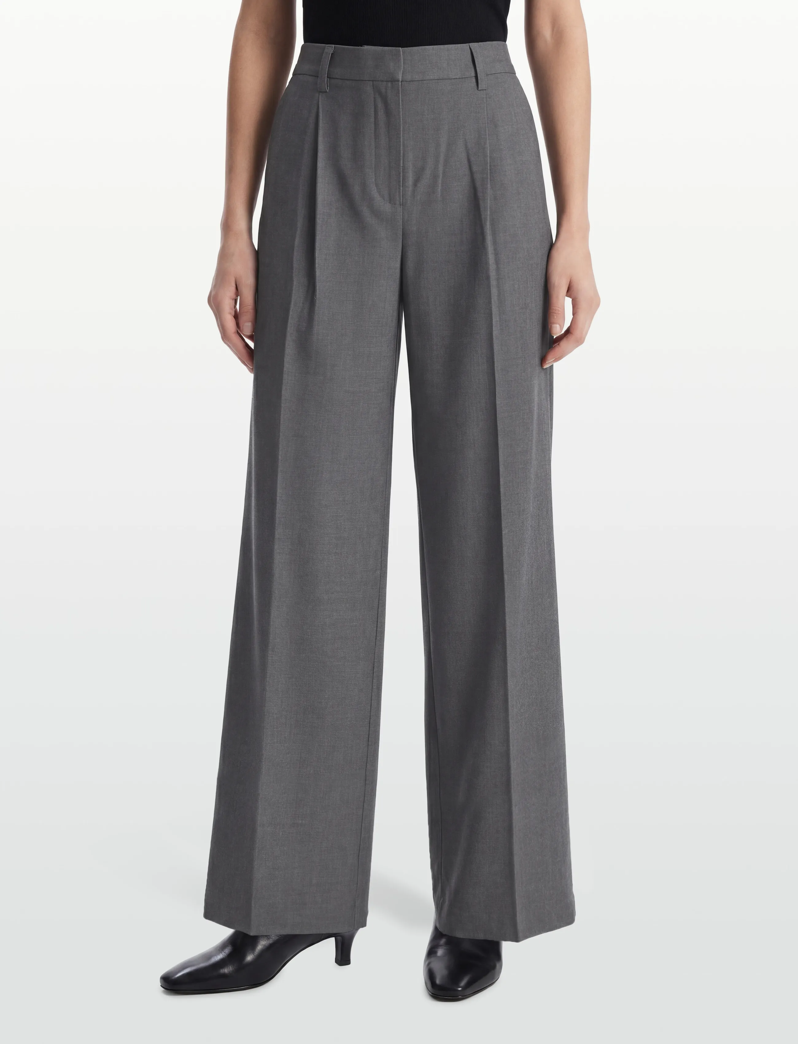 Gina Tricot - Wide pleated trousers - habitbukser - dark grey (9018) - 3