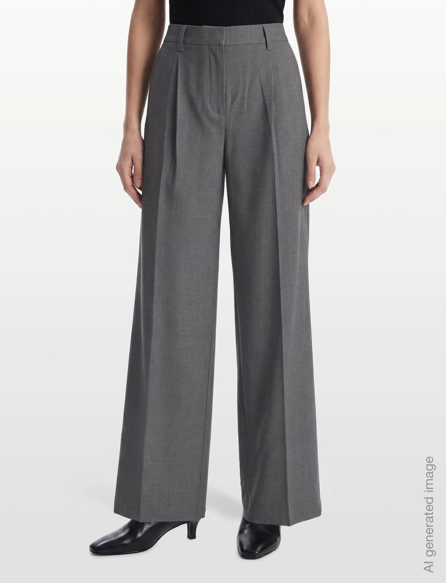 Gina Tricot - Wide pleated trousers - kostymbyxor - dark grey (9018) - 3