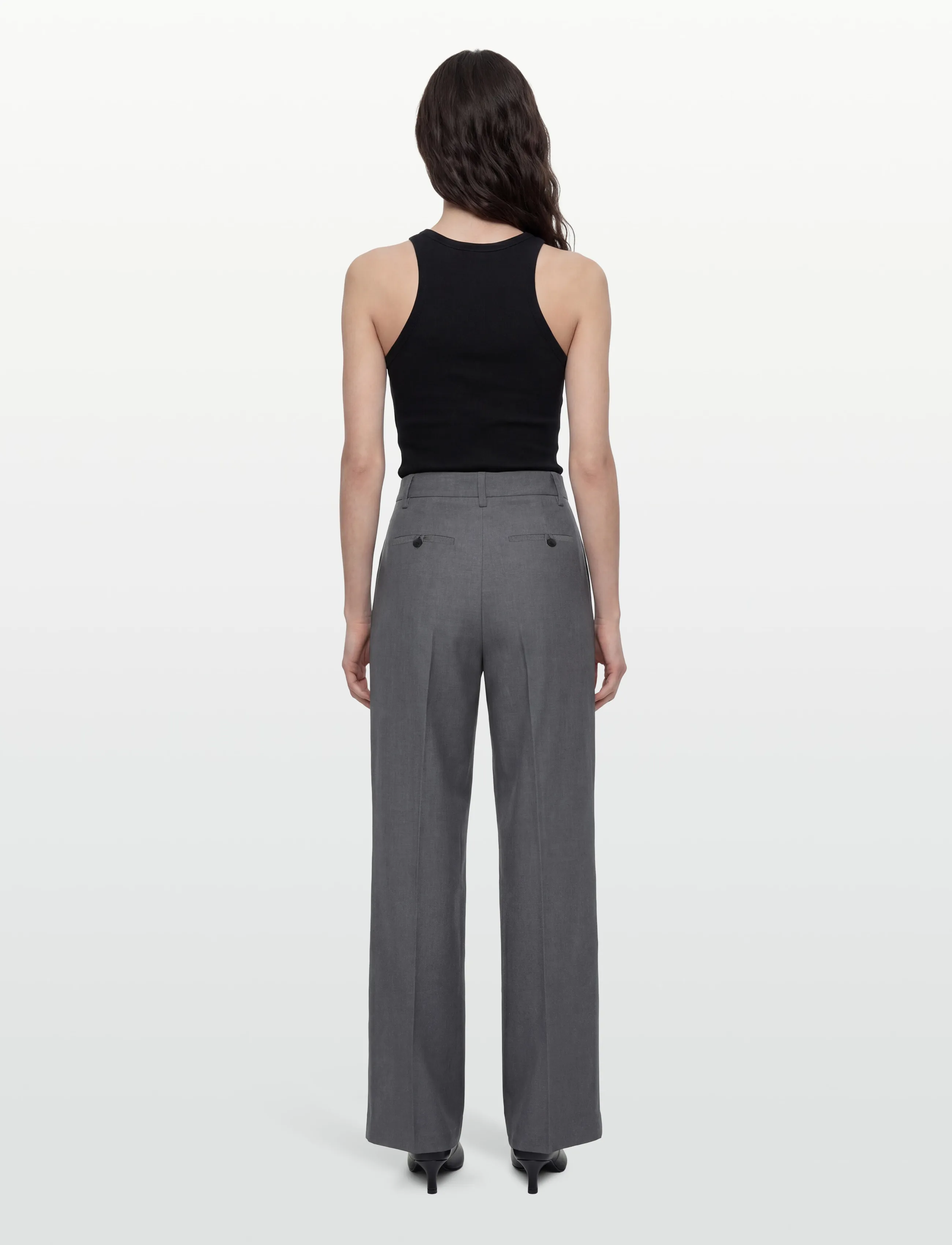 Gina Tricot - Wide pleated trousers - habitbukser - dark grey (9018) - 4