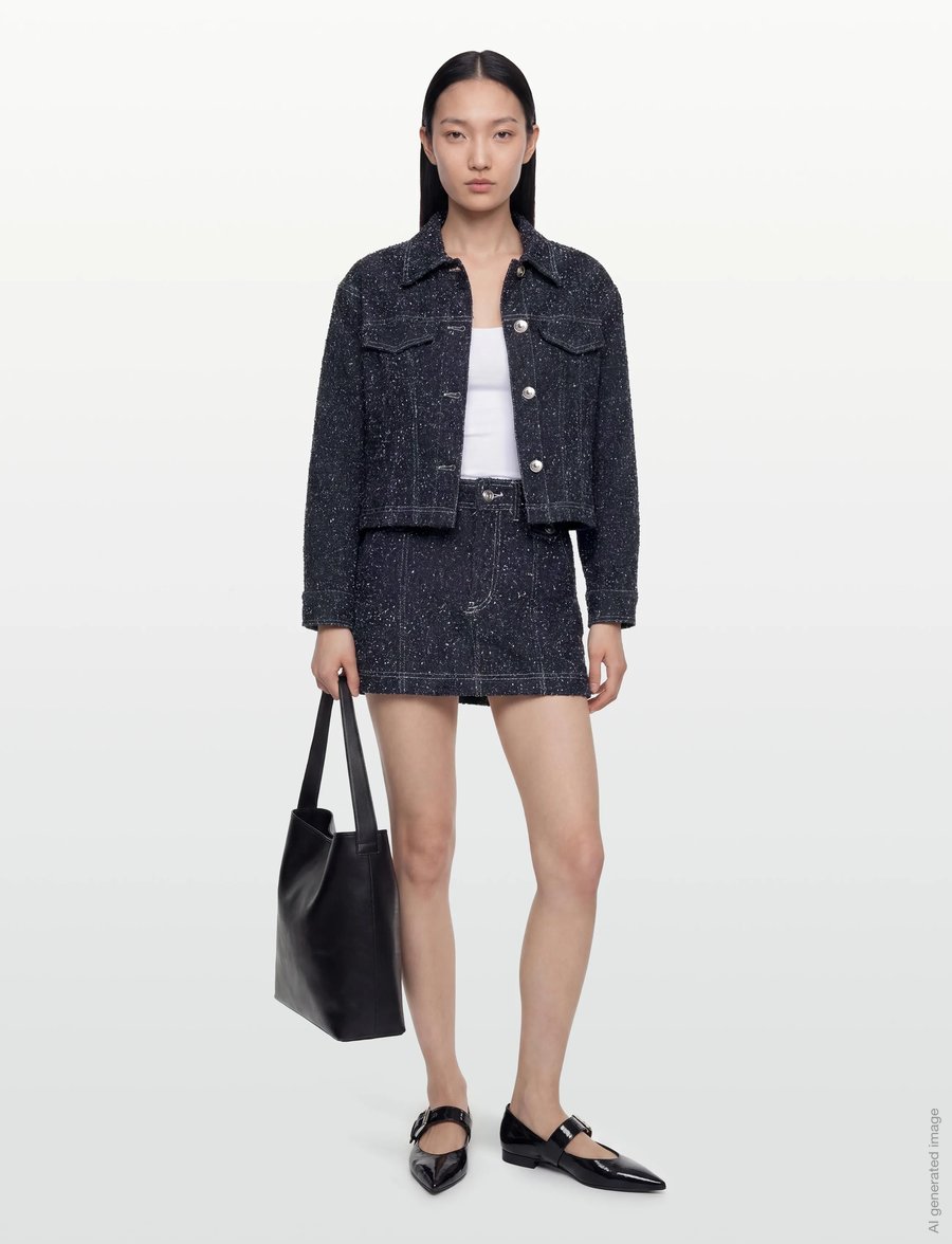 Gina Tricot - Peplum boucle denim jacket - frühlingsjacken - rinse - 0
