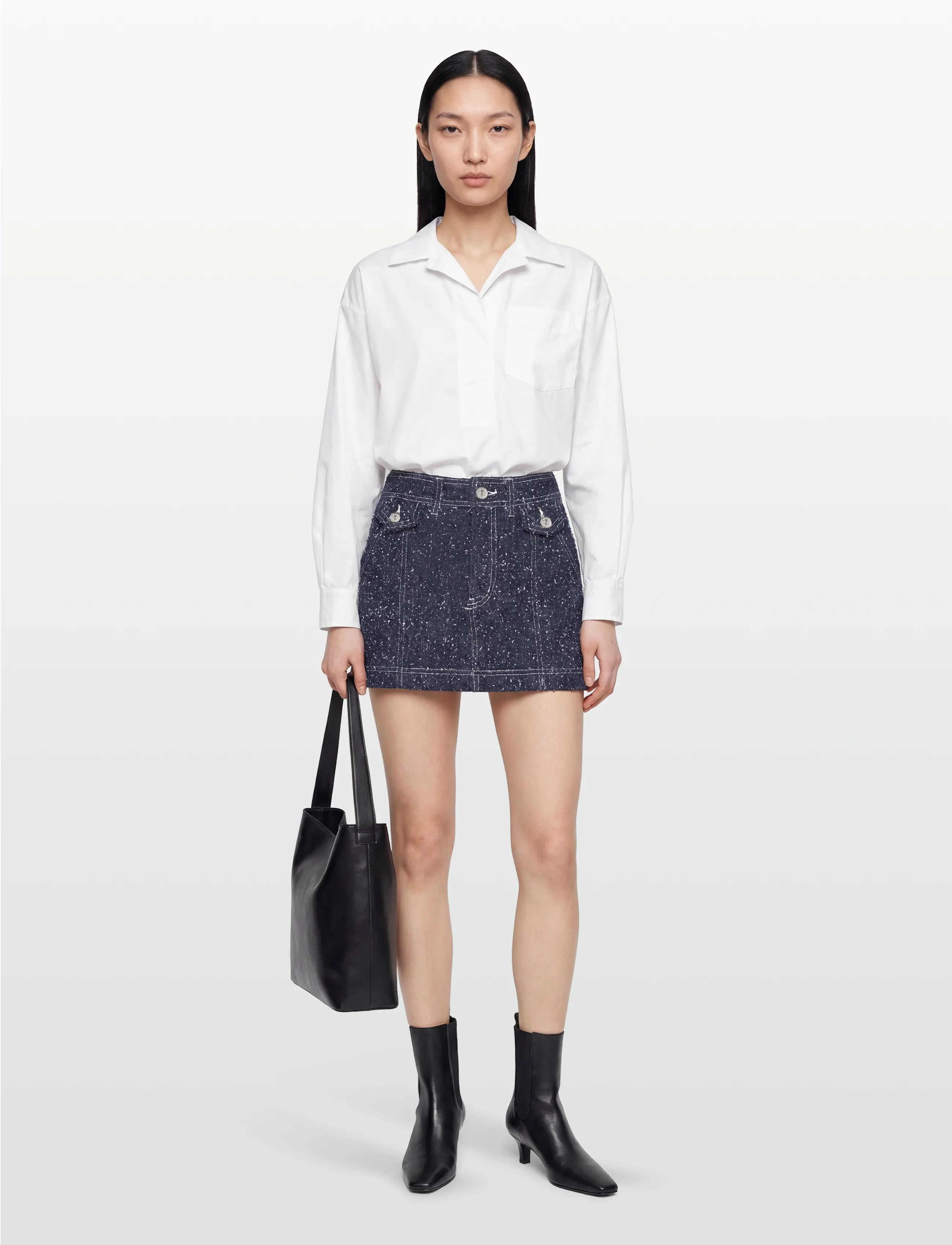 Gina Tricot Boucle Denim Skirt, 42, Blue, Nederdele > Korte Nederdele, Dame