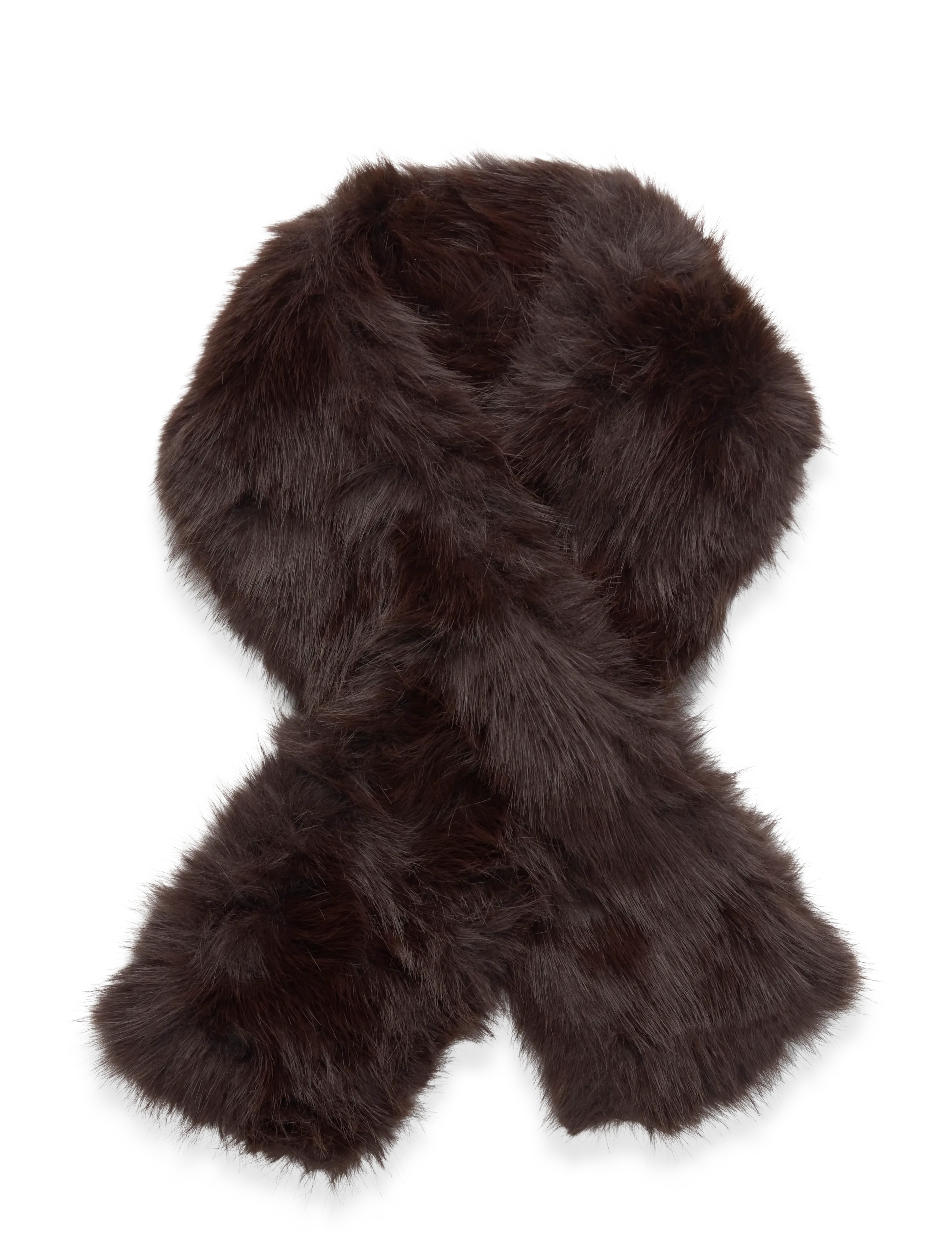 Gina Tricot Faux fur plush scarf - Tørklæder - DARK BROWN (7180) / brown