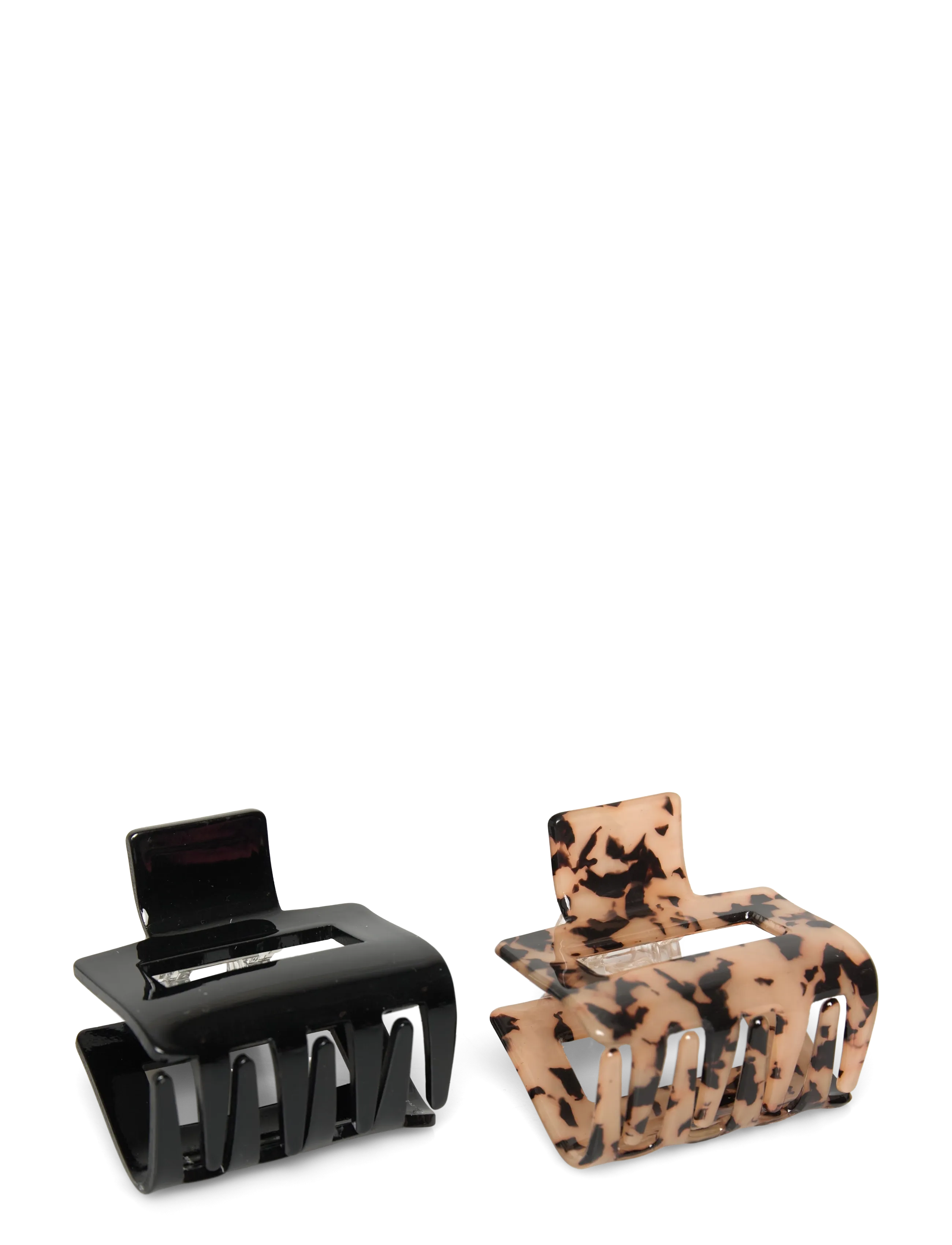 Gina Tricot - 2-pack mini square hair clip - hårspænde - black/tortoise (9945) - 1