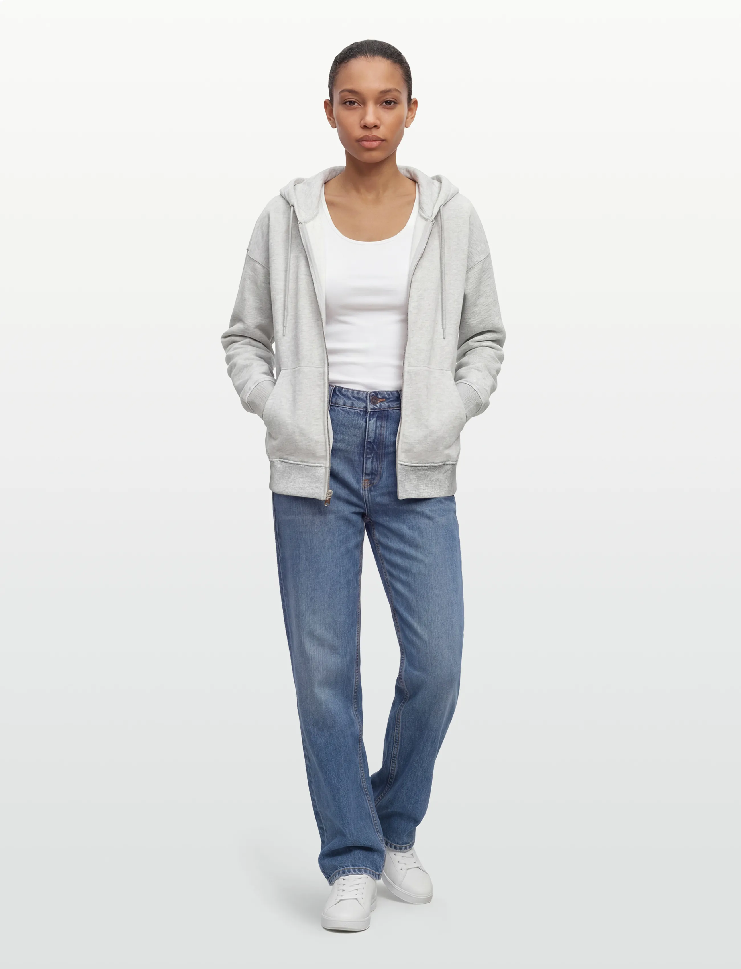 Gina Tricot - Zip hoodie - hættetrøjer - lt grey melange - 0