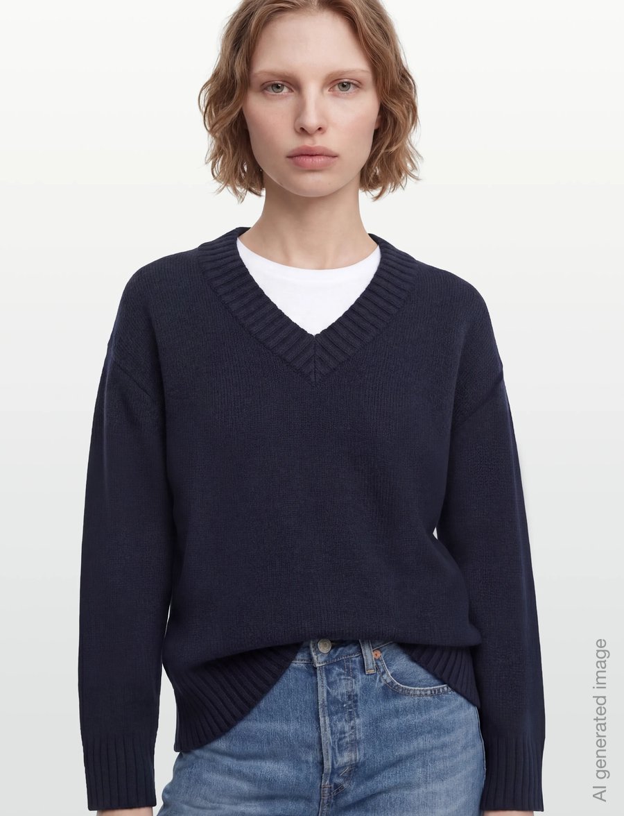 Gina Tricot - V-neck knitted sweater - pullover - navy blazer (5853) - 5