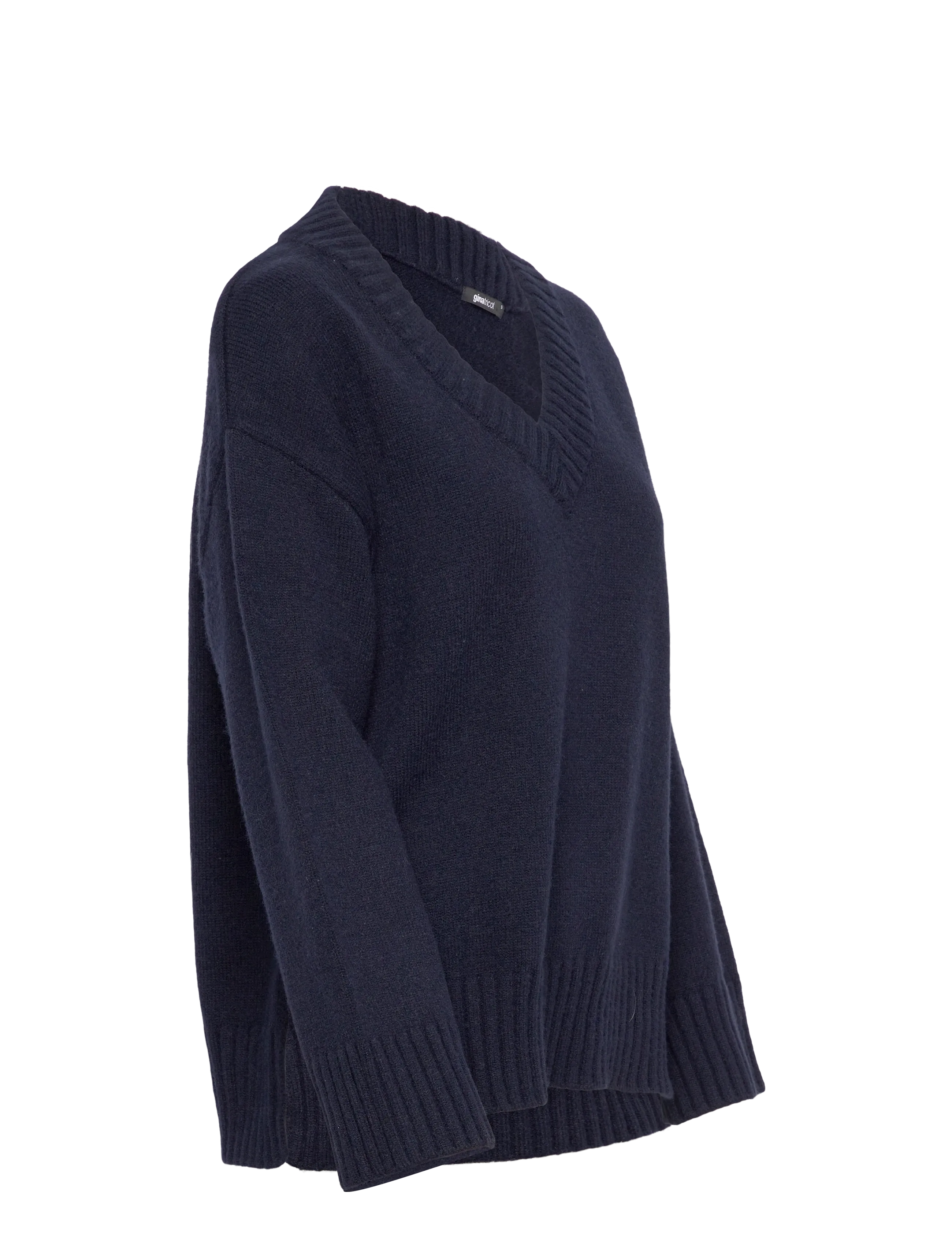Gina Tricot - V-neck knitted sweater - striktrøjer - navy blazer (5853) - 4