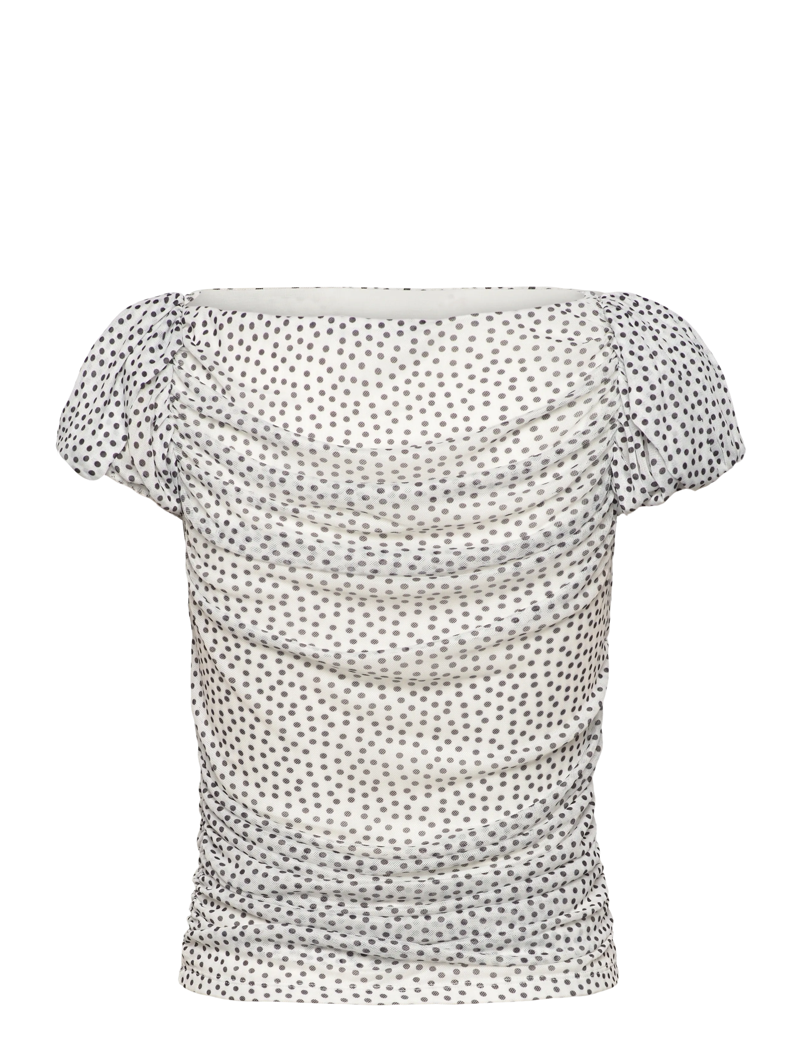 Gina Tricot - Puff sleeve mesh top - kortærmede bluser - dot aop (9508) - 2