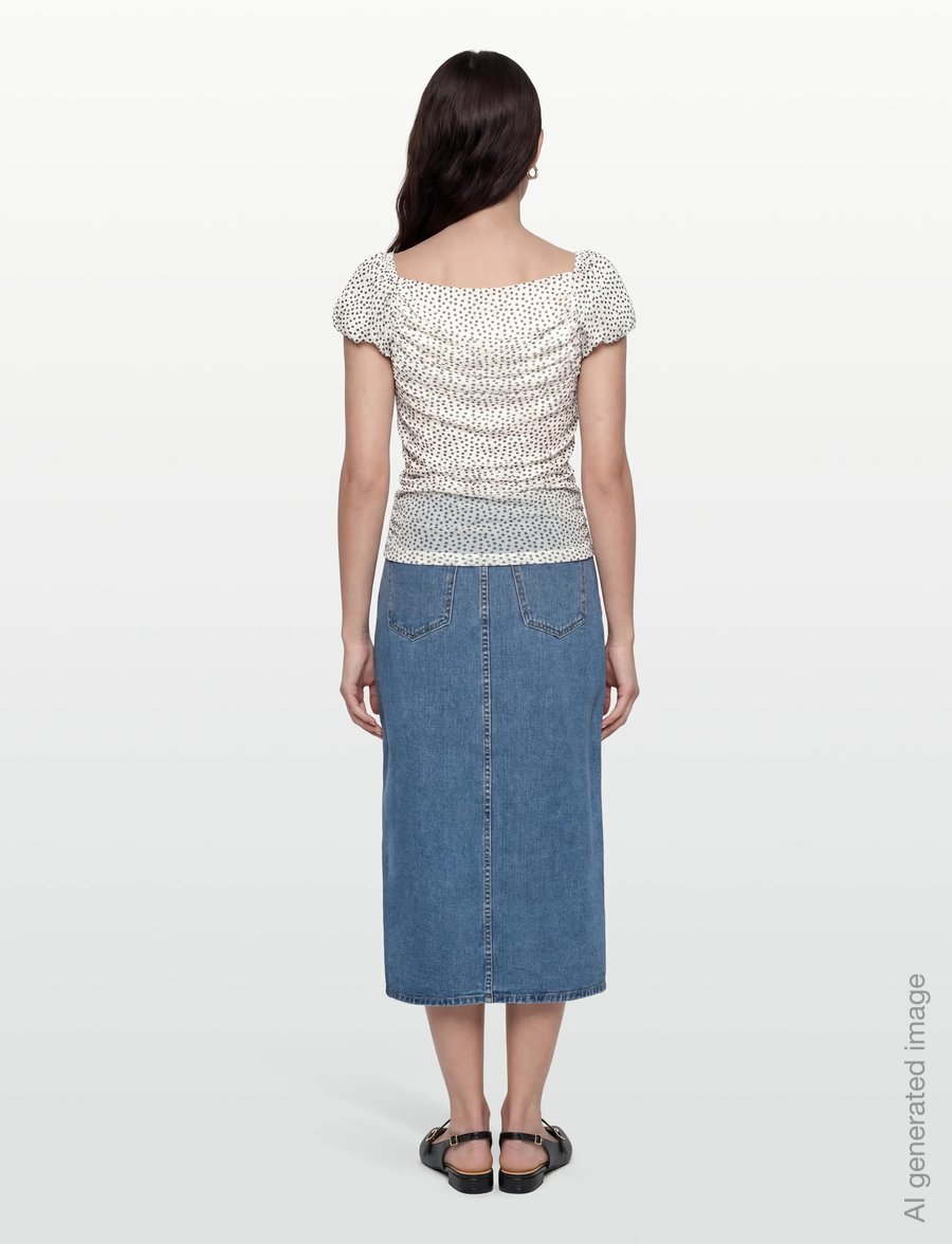 Gina Tricot - Puff sleeve mesh top - kortärmade blusar - dot aop (9508) - 4