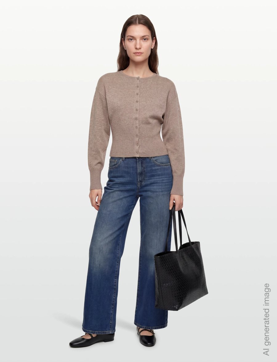 Gina Tricot - Shaped knitted cardigan - cardigans - brown melange (7924) - 0